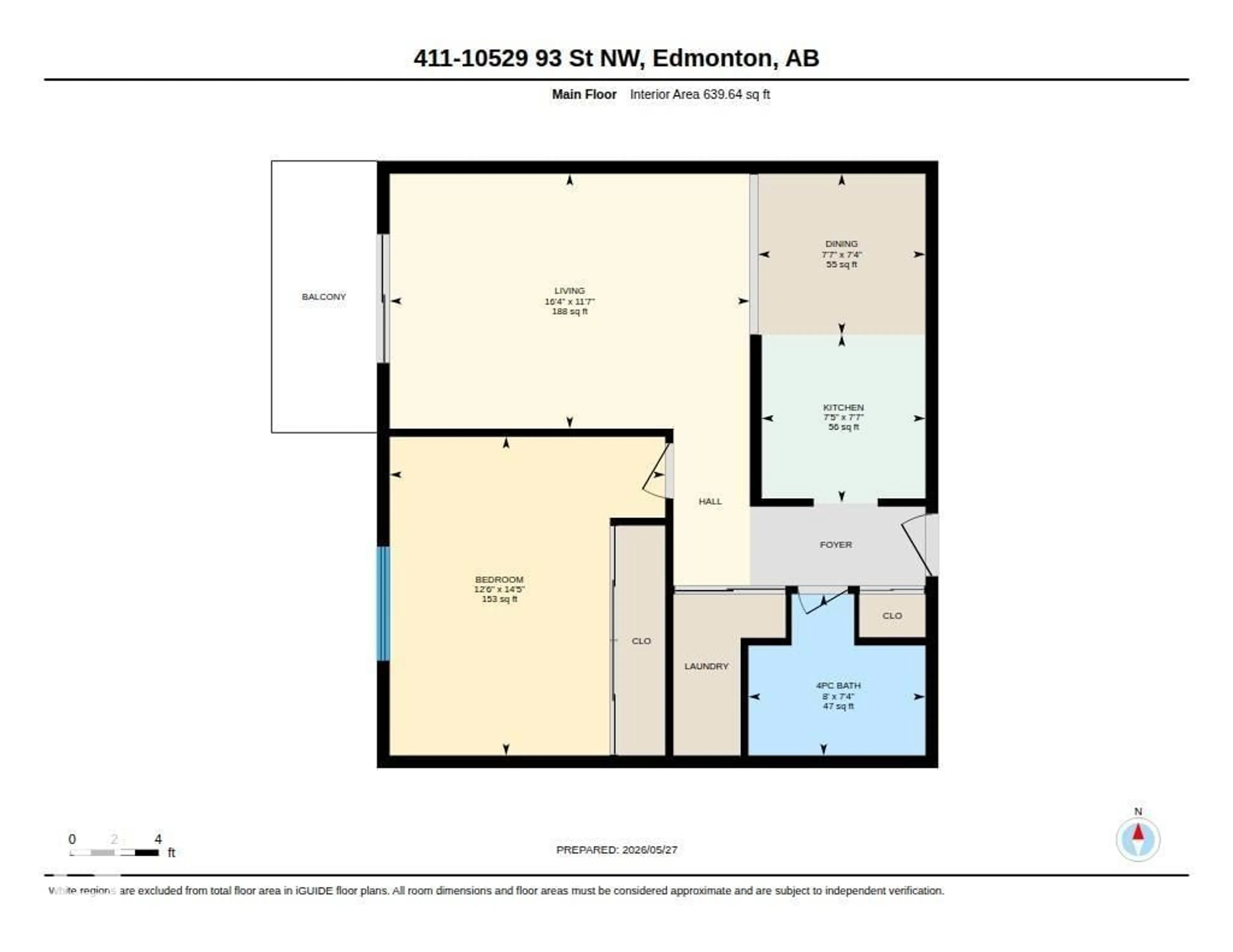 Floor plan for #411 - 10529 93 ST, Edmonton Alberta T5H1X6