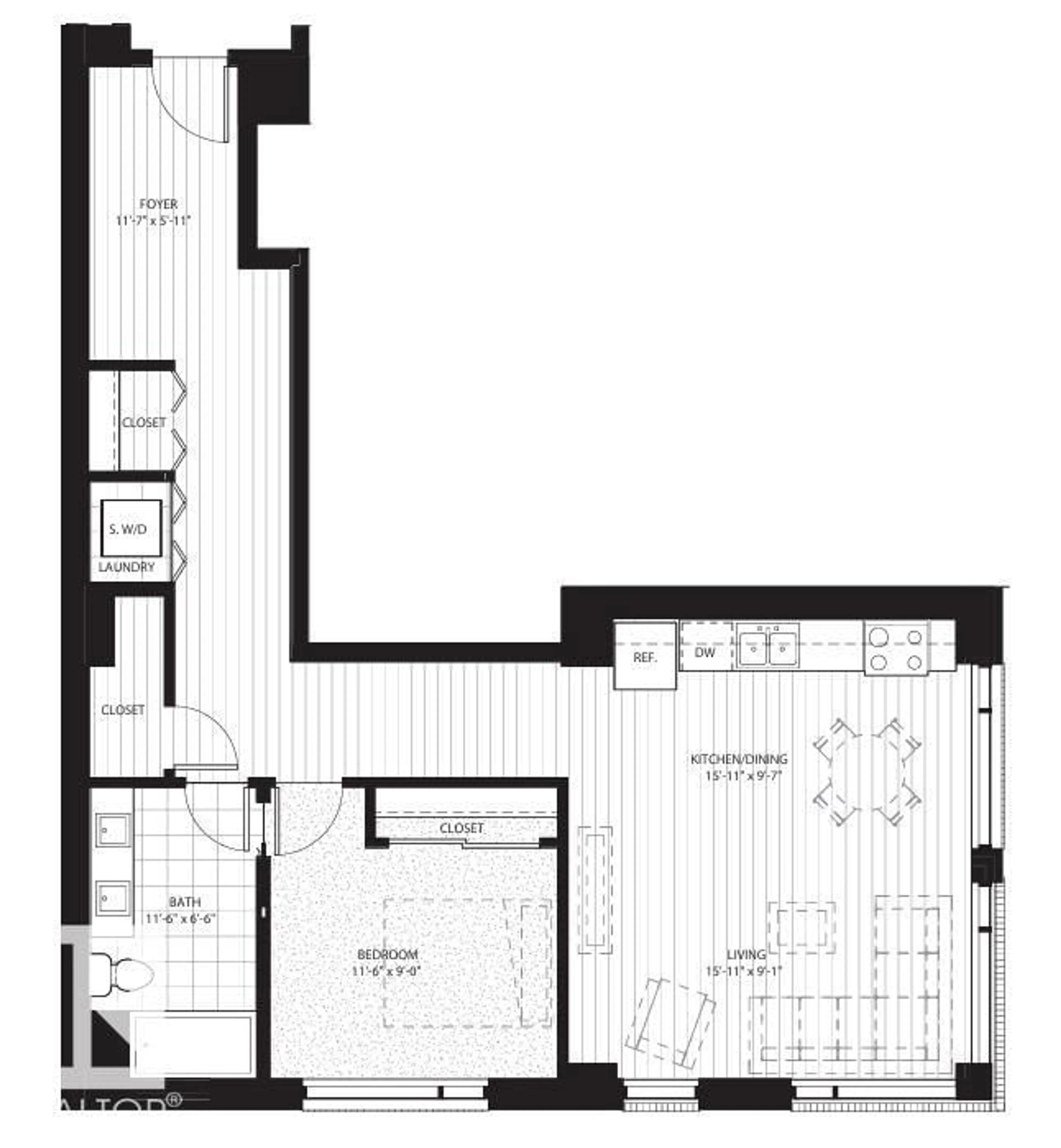 Floor plan for #401 - 10238 103 ST NW, Edmonton Alberta T5J0G6