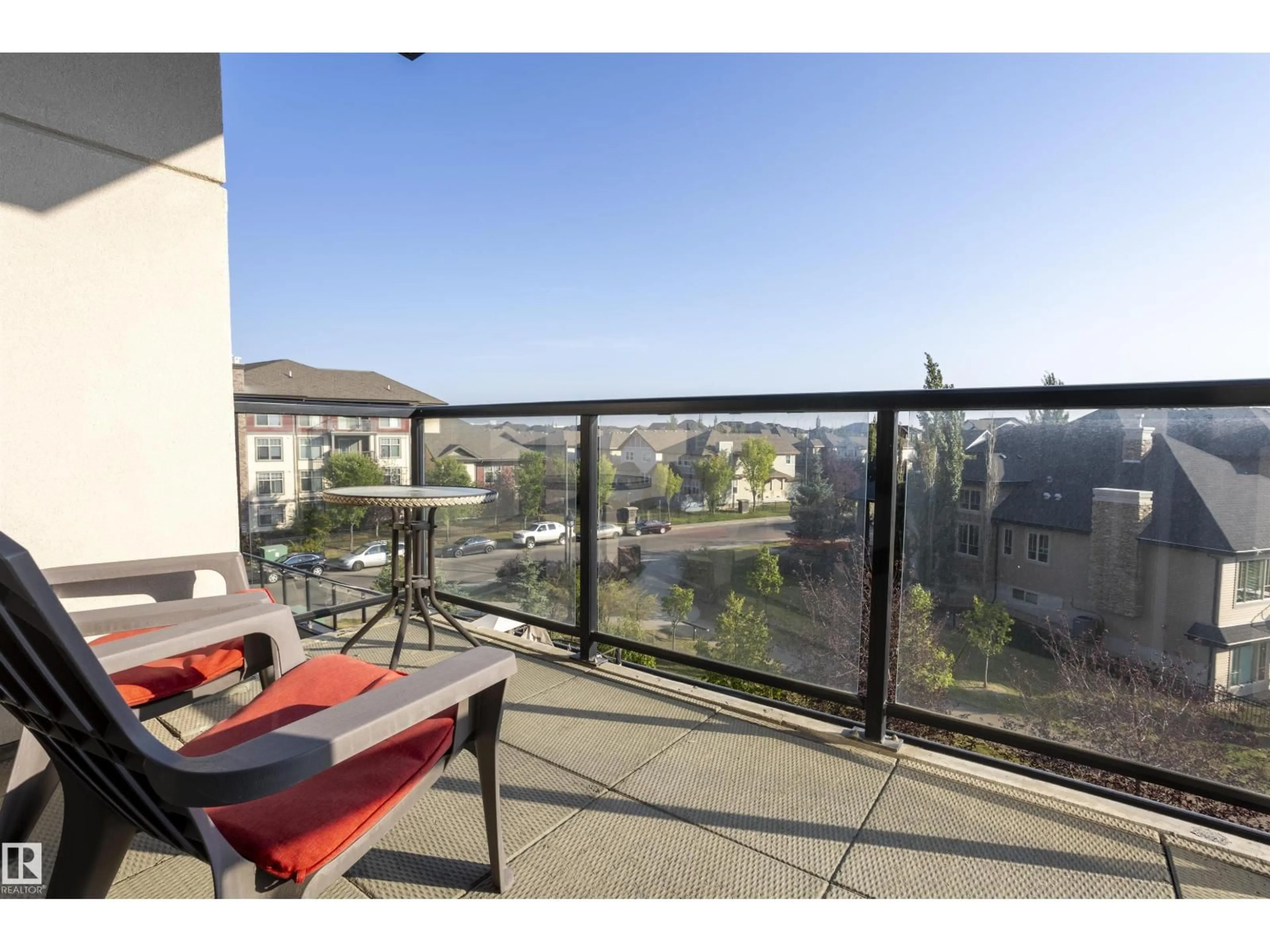 Balcony in the apartment, city buildings view from balcony for #307 - 5151 WINDERMERE BV, Edmonton Alberta T6W2K4