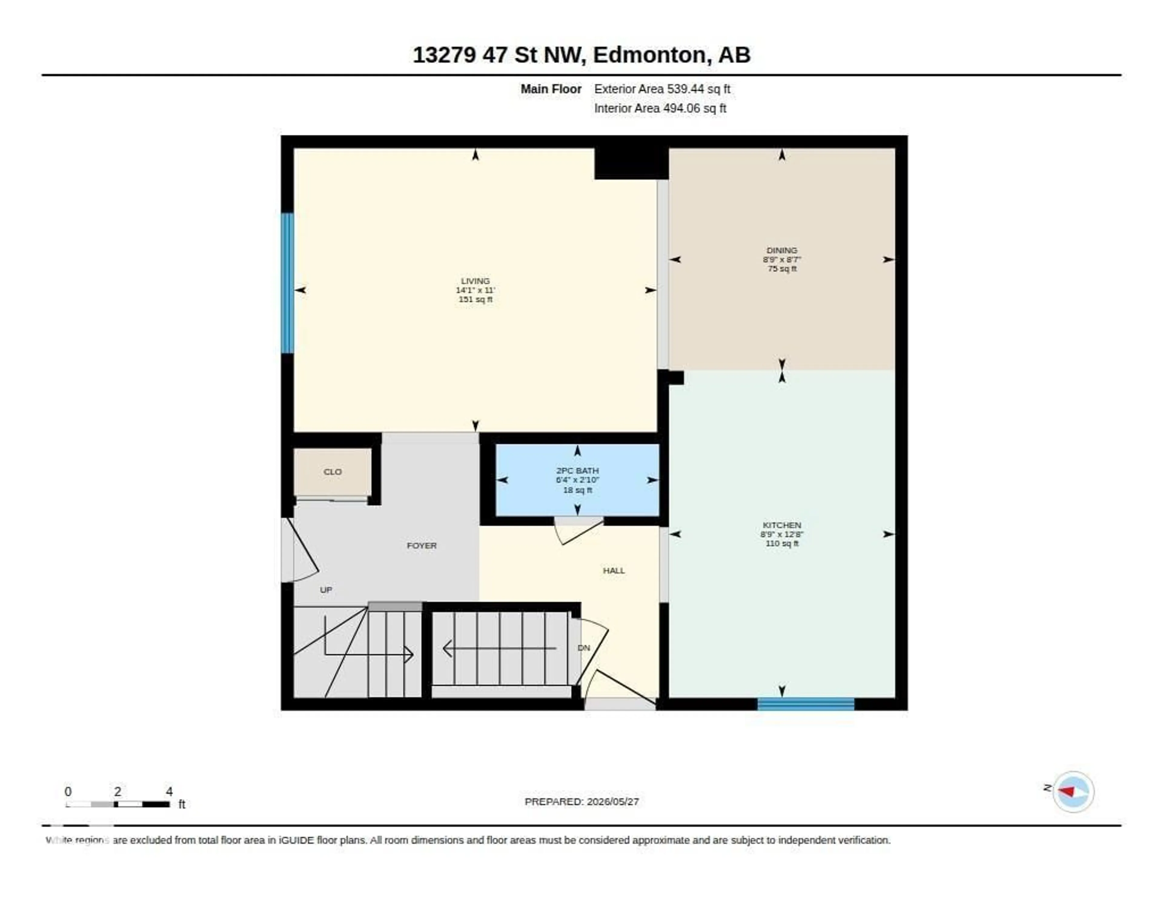 Floor plan for 13279 47 ST, Edmonton Alberta T5A3L5