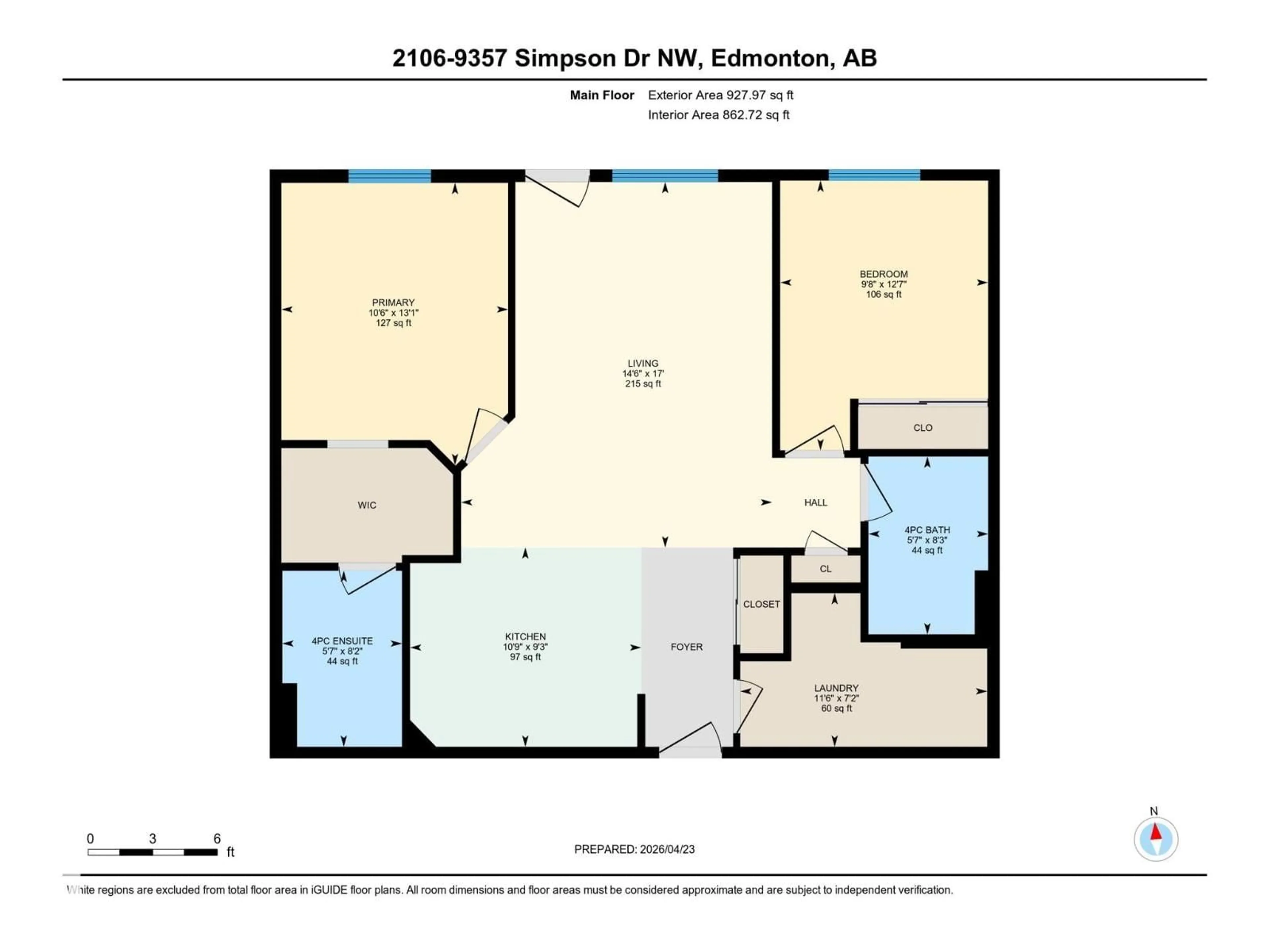 Floor plan for 9357 - 2106 SIMPSON DR, Edmonton Alberta T6R0N3