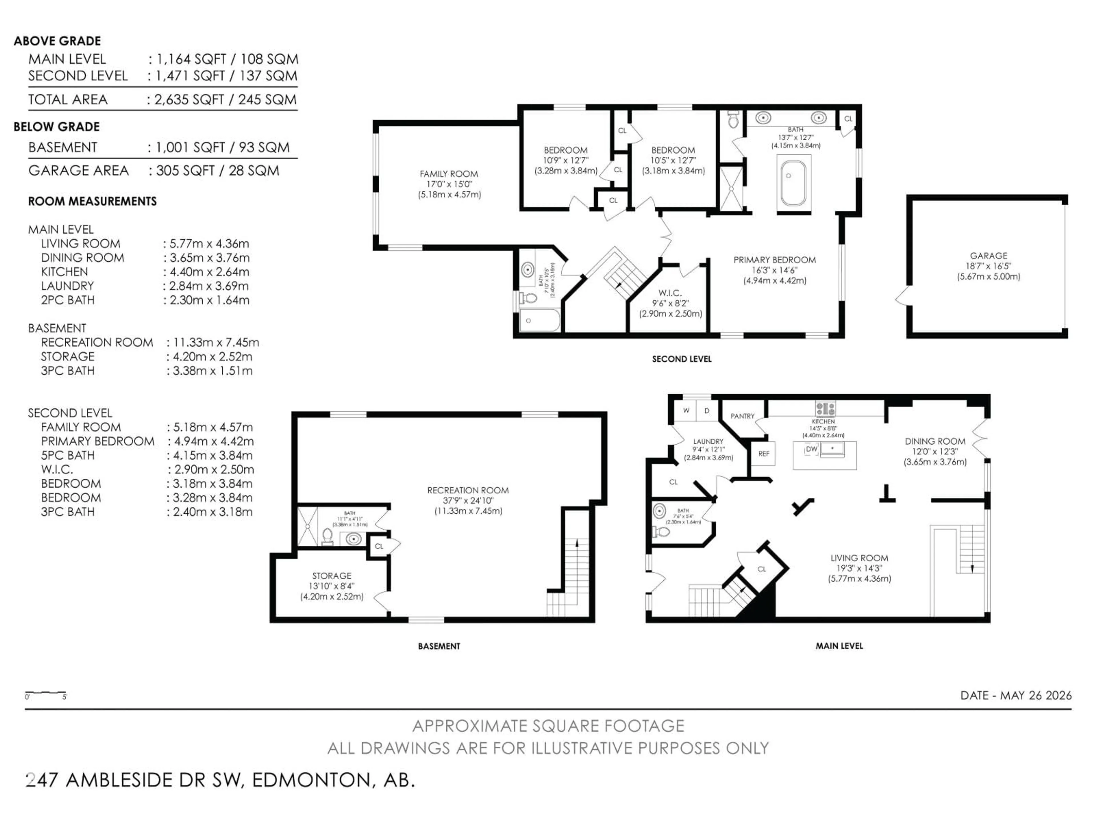 Floor plan for 247 AMBLESIDE DR, Edmonton Alberta T6W0H3