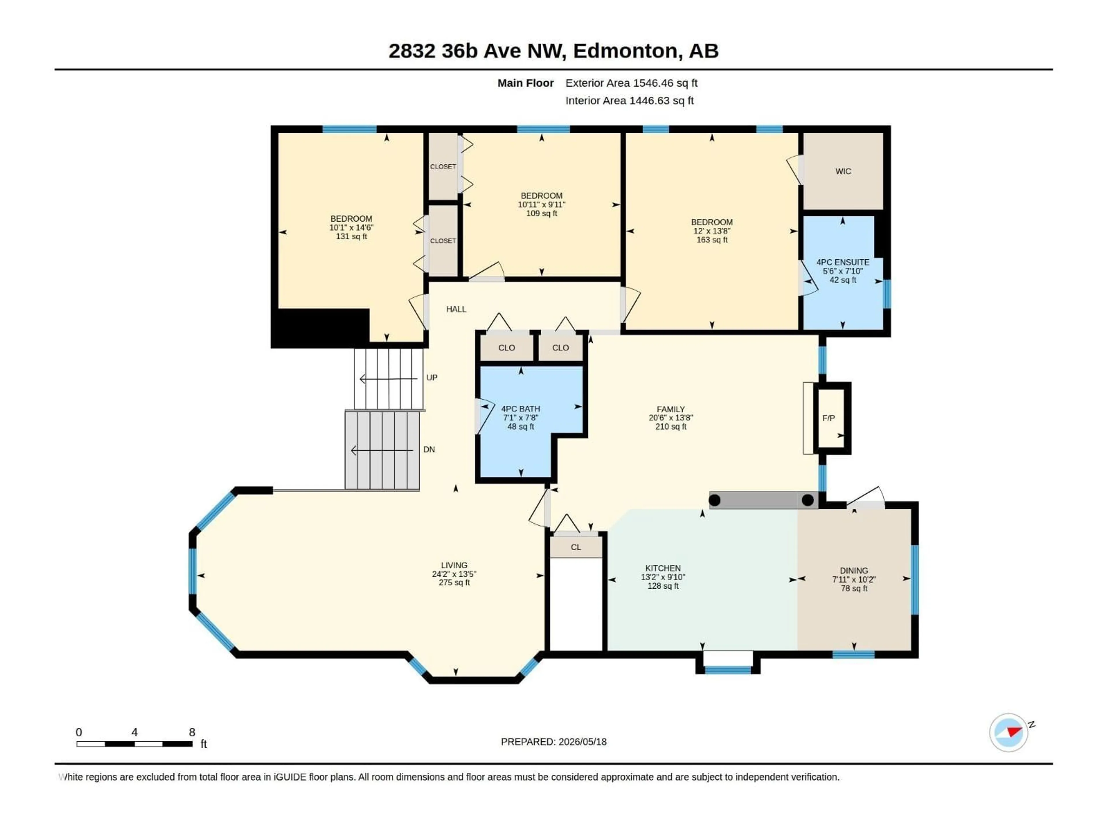 Floor plan for 2832 36B AV, Edmonton Alberta T6T1N4