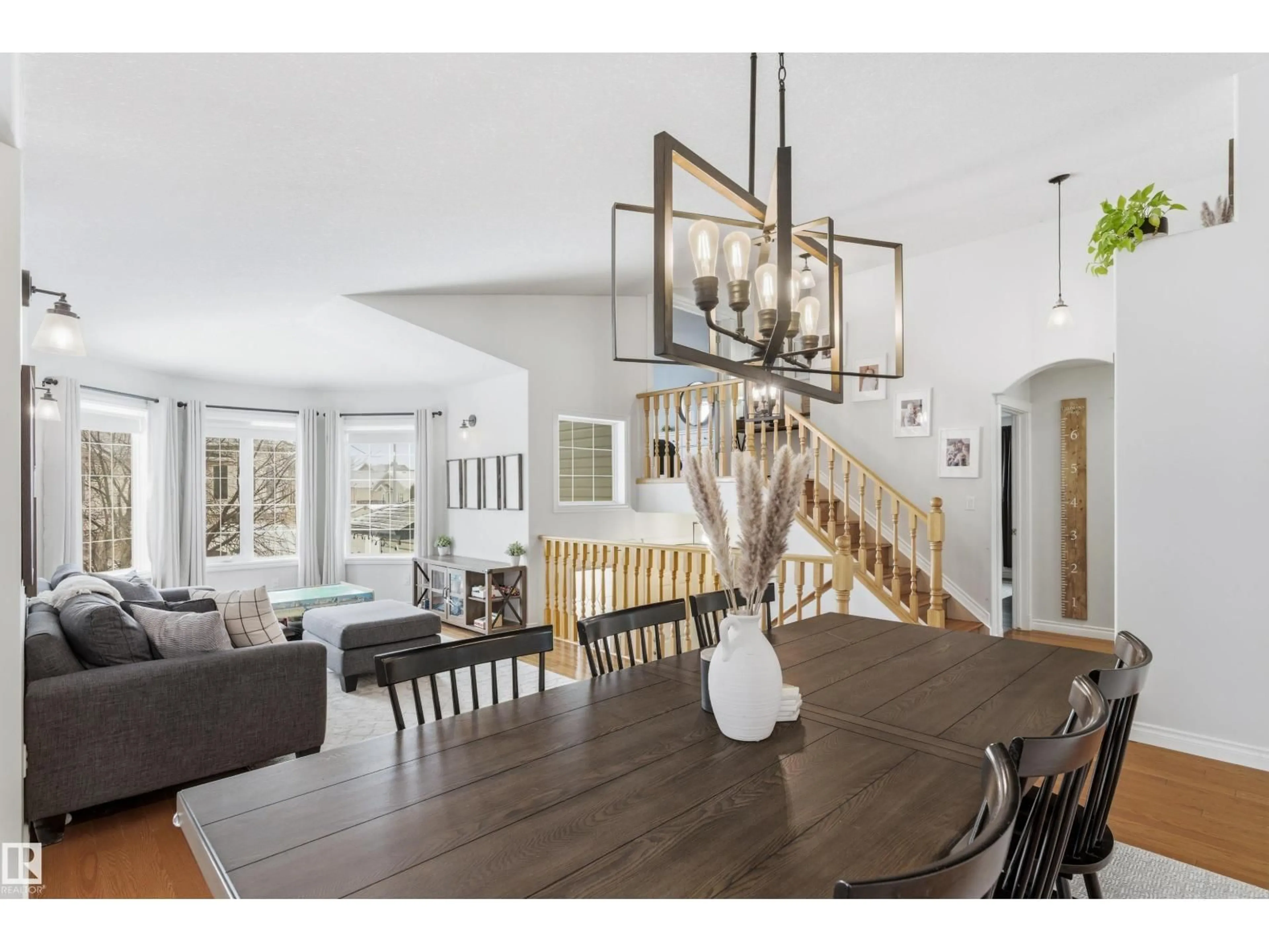 Open concept kitchen, wood/laminate floor for 4847 152 AV, Edmonton Alberta T5Y3C1