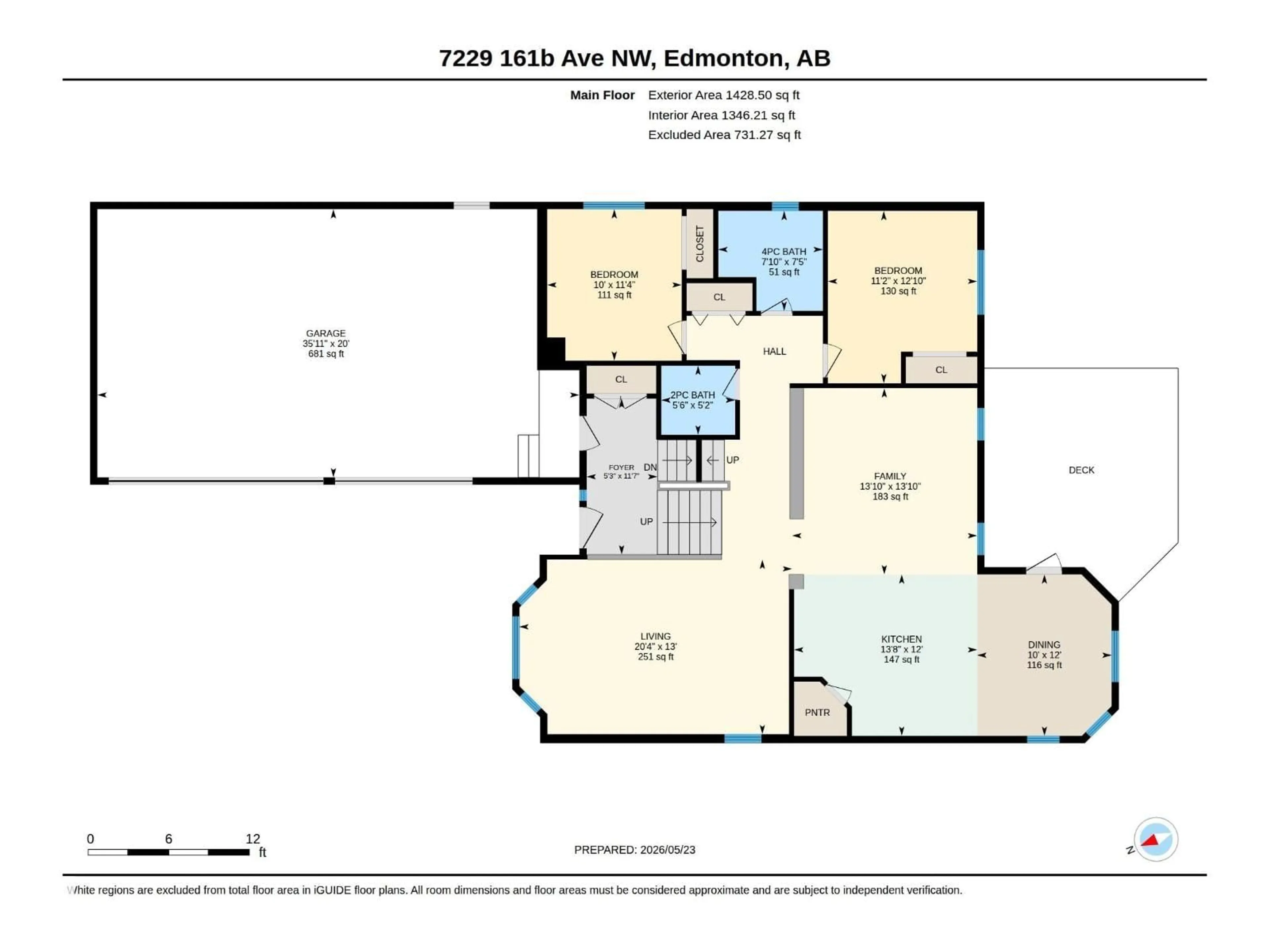 Floor plan for NW - 7229 161B AV, Edmonton Alberta T5Z3T8