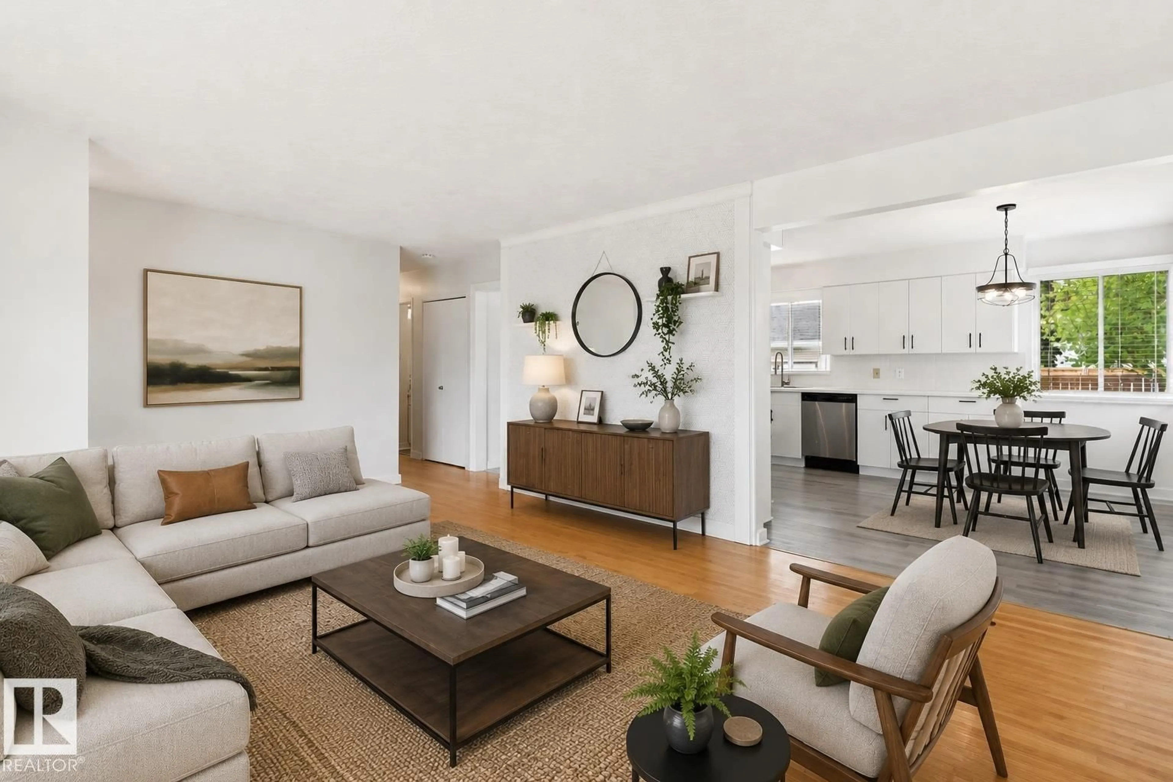 Living room with furniture, unknown for 5203 103 AV, Edmonton Alberta T6A0T1