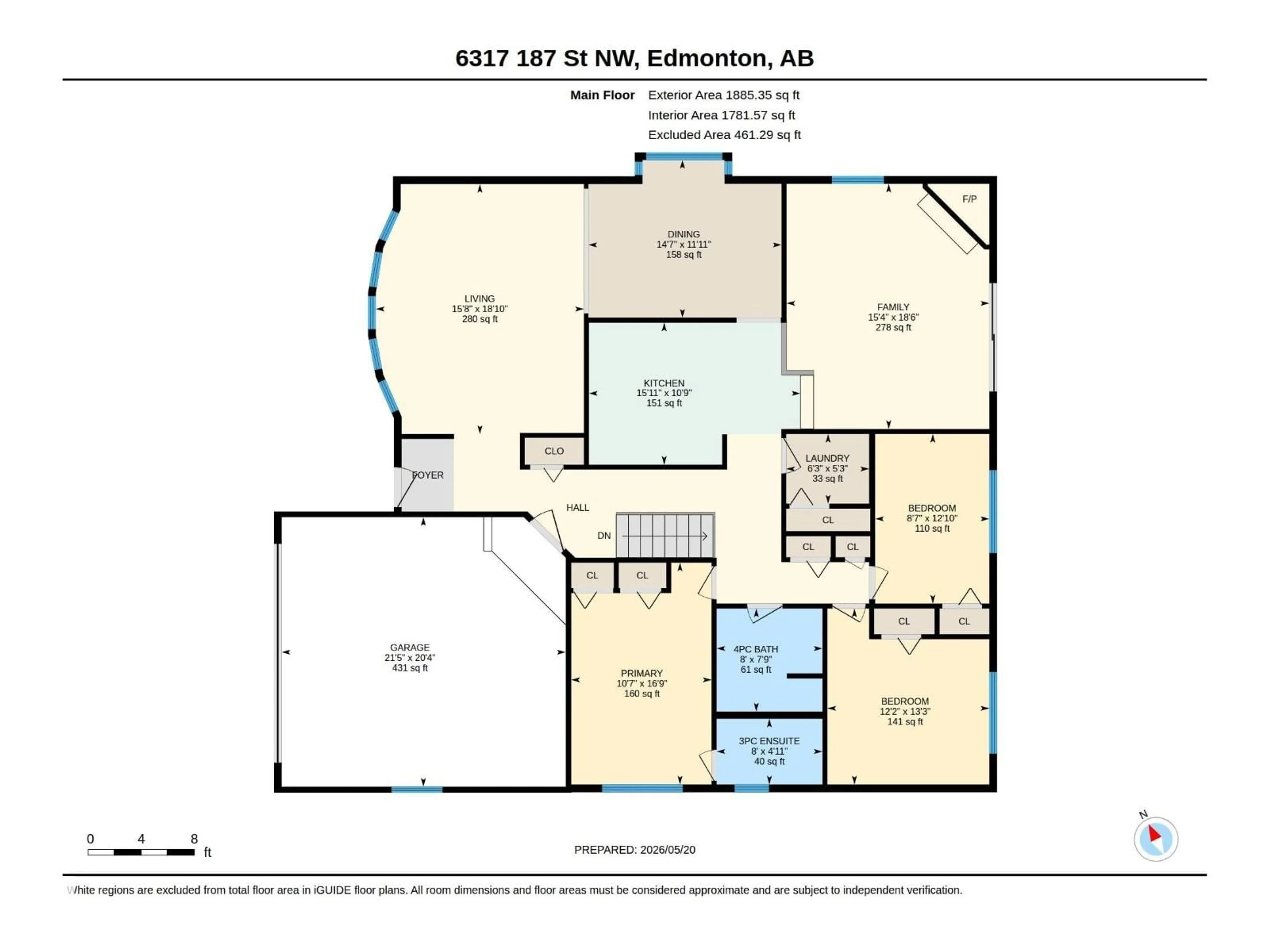 Floor plan for 6317 187 ST NW, Edmonton Alberta T5T2R7