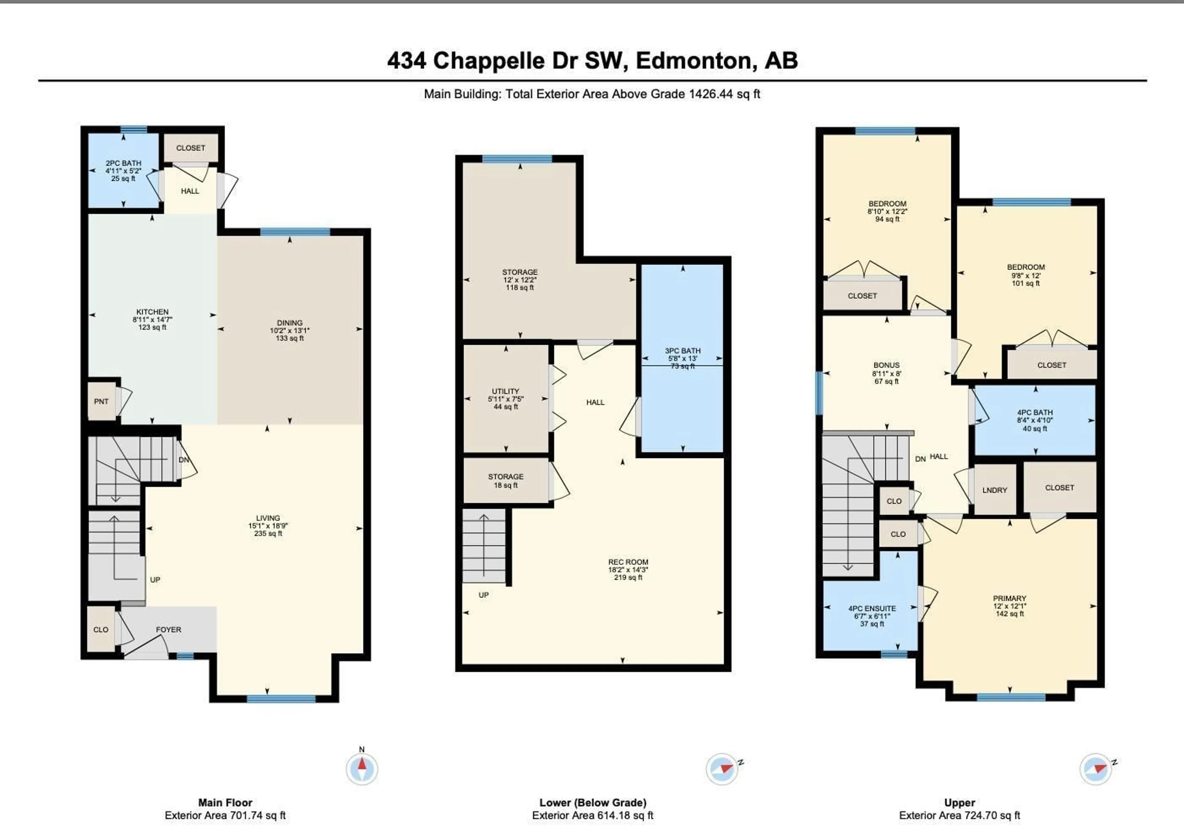Floor plan for 434 CHAPPELLE DR, Edmonton Alberta T6W0Z4