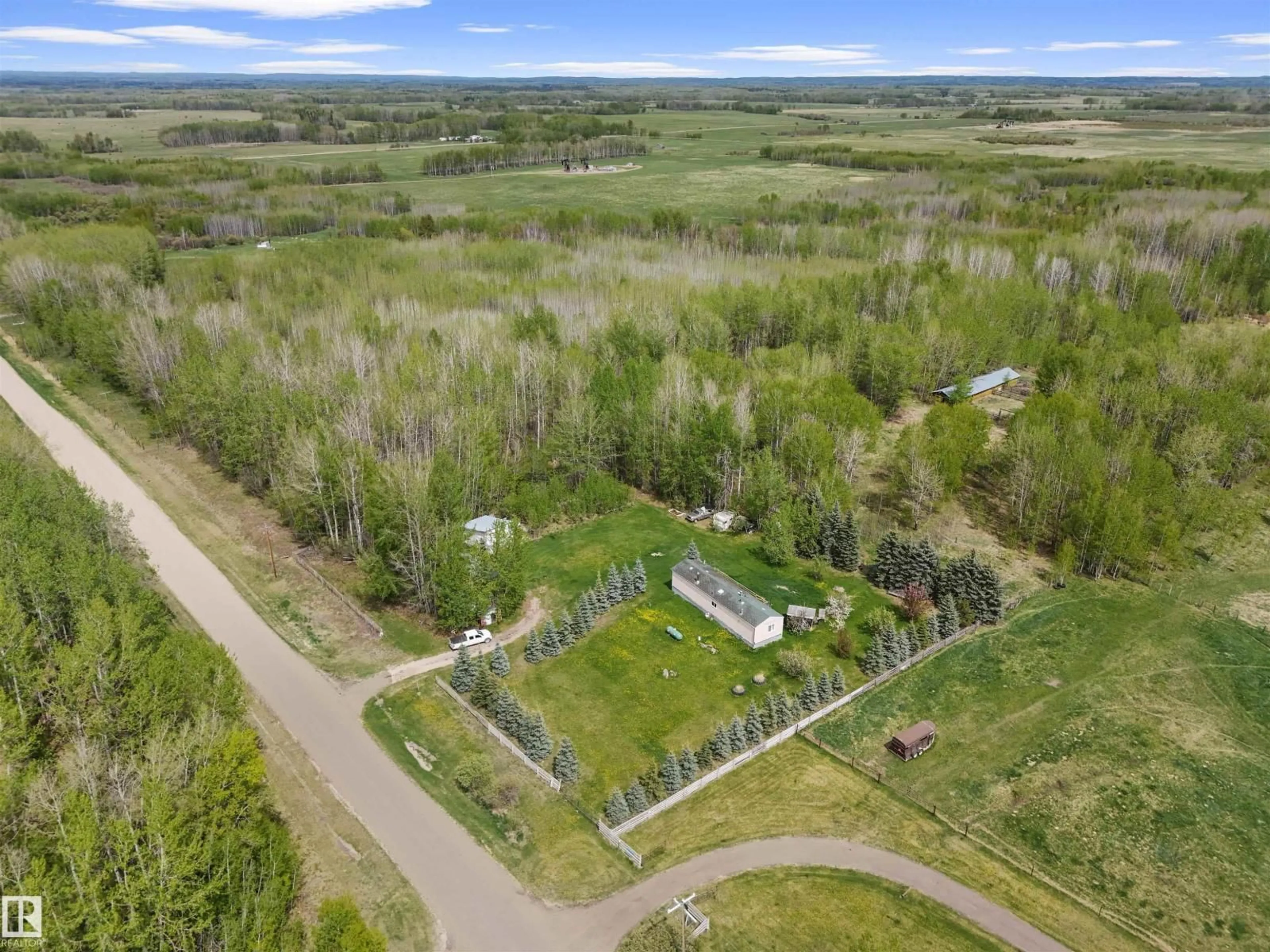 A pic from outside/outdoor area/front of a property/back of a property/a pic from drone, unknown for 48115 RGE RD 61, Rural Brazeau County Alberta T0E1Z0