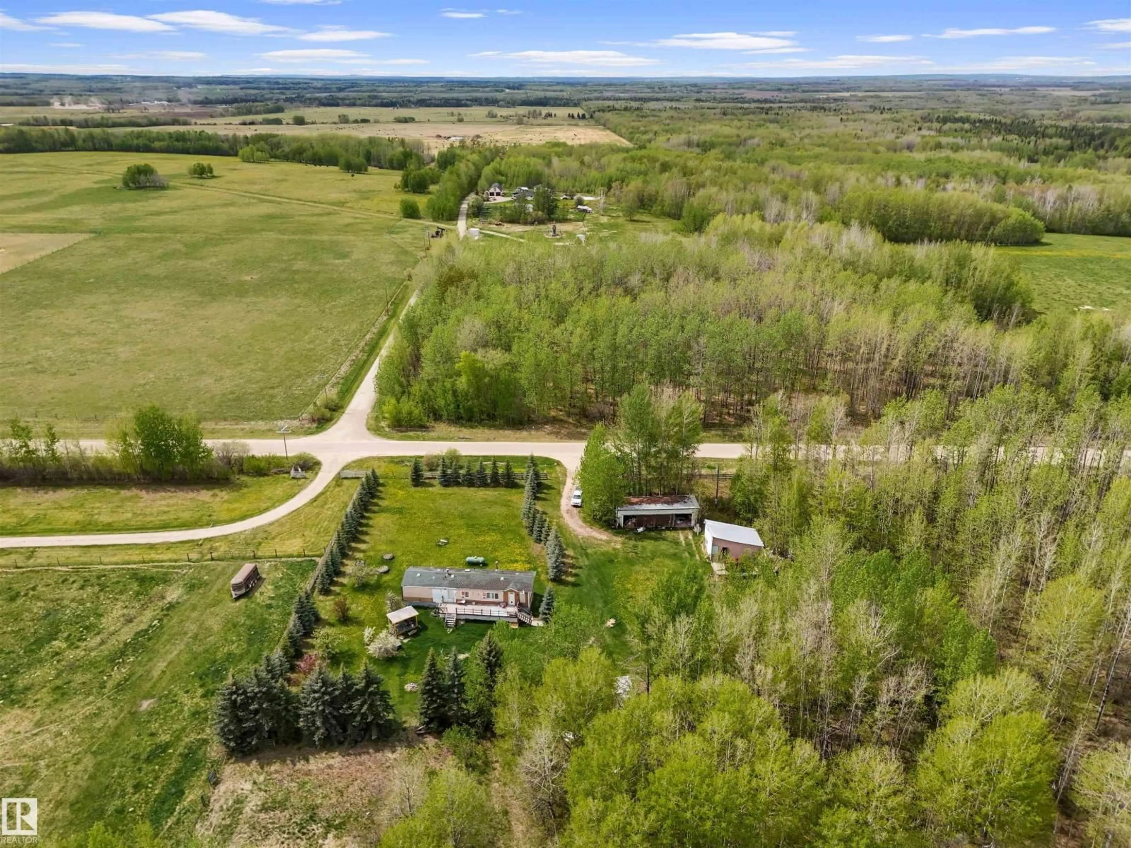 A pic from outside/outdoor area/front of a property/back of a property/a pic from drone, forest/trees view for 48115 RGE RD 61, Rural Brazeau County Alberta T0E1Z0