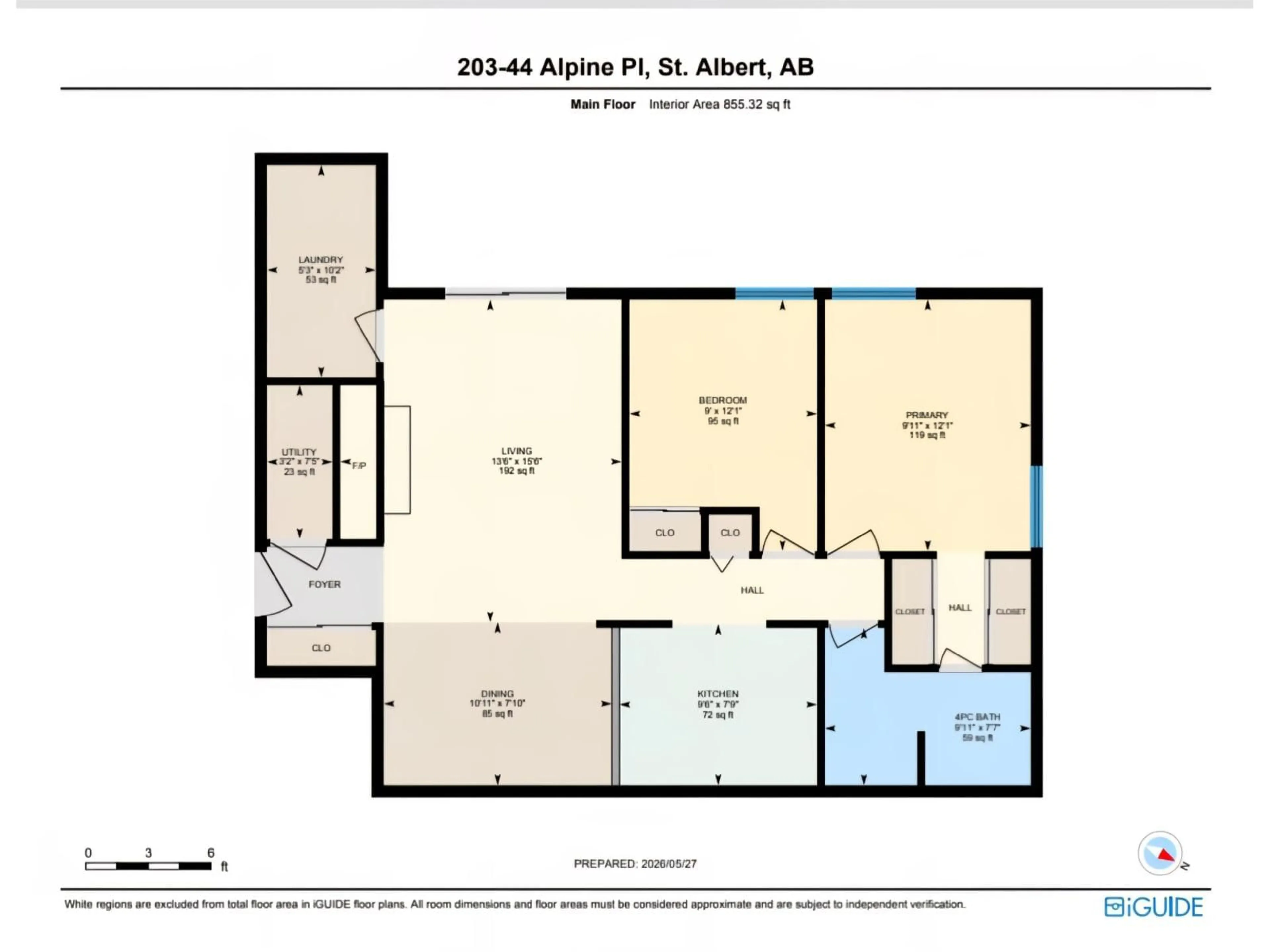 Floor plan for #203 - 44 ALPINE PL, St. Albert Alberta T8N3Y2