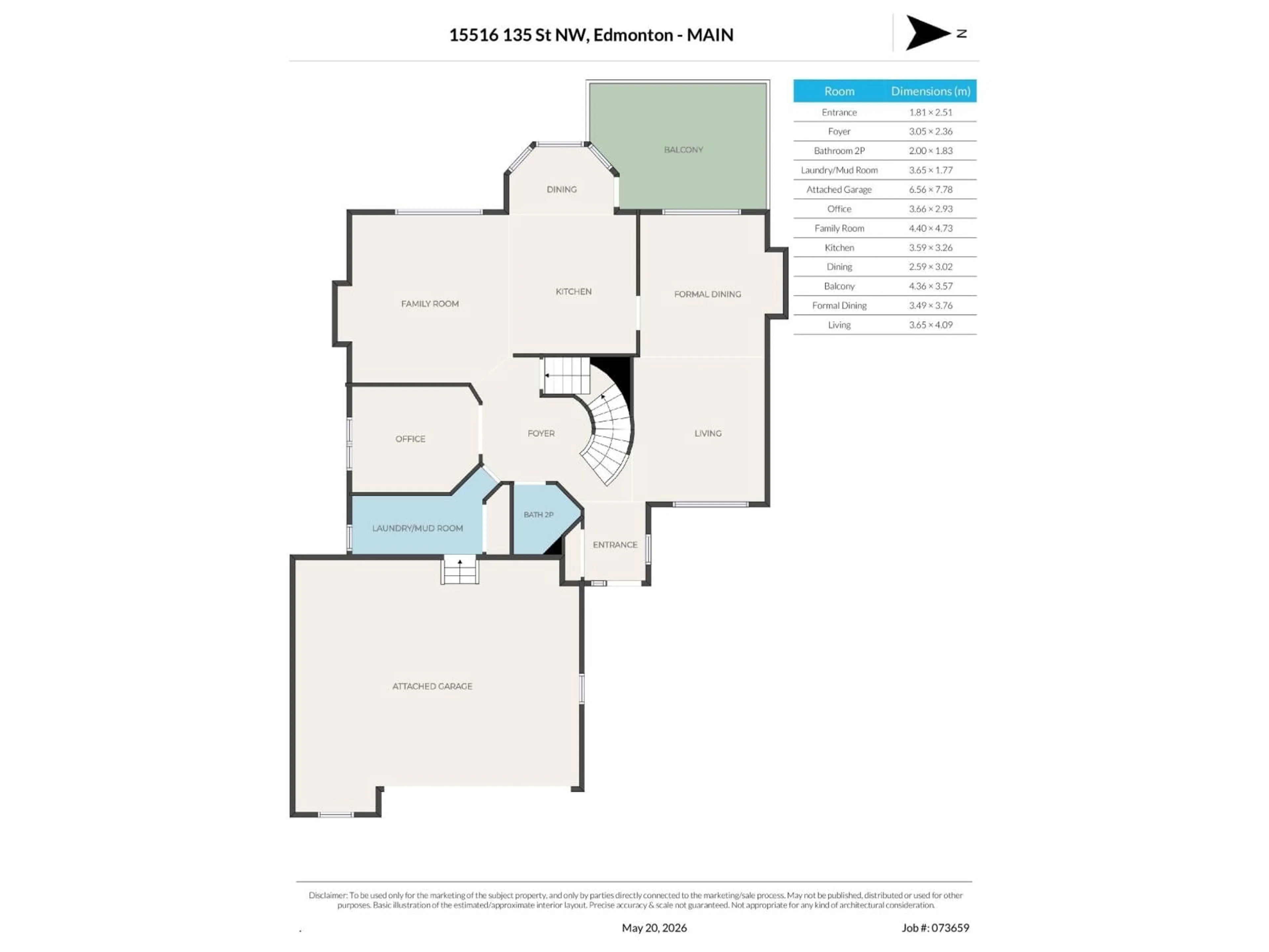 Floor plan for NW - 15516 135 ST, Edmonton Alberta T6V1P5