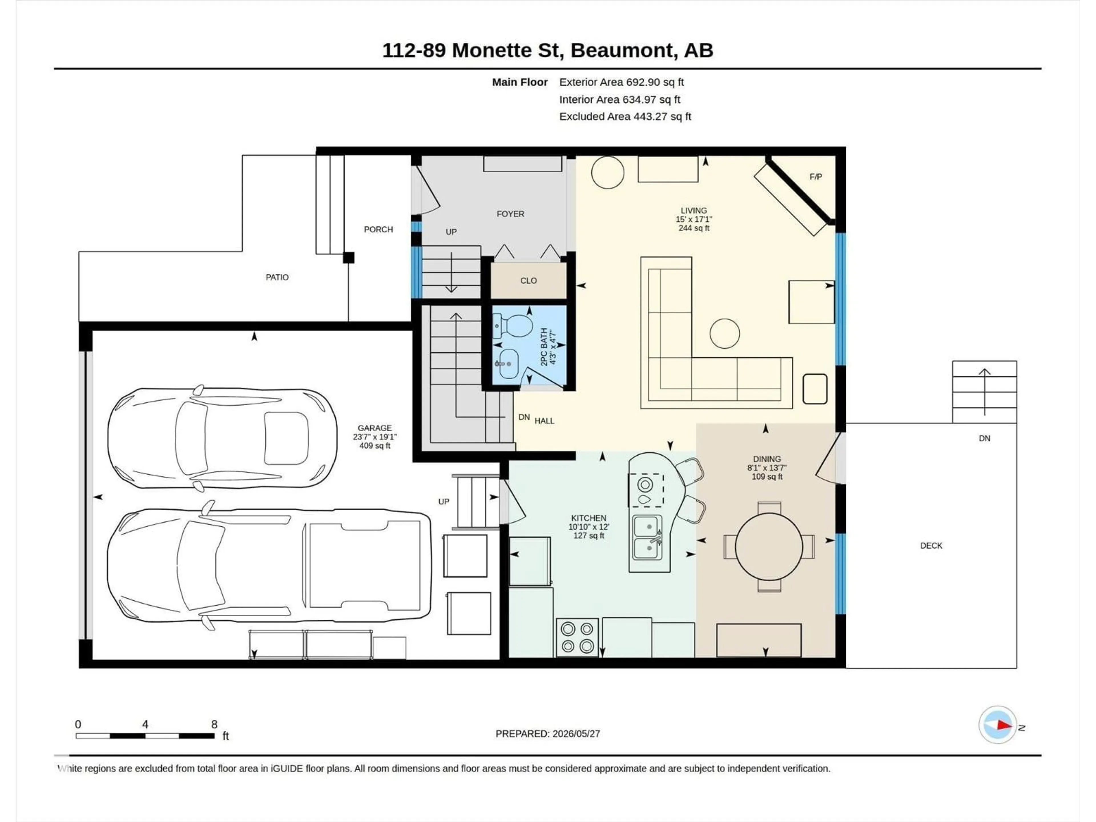 Floor plan for 112 RUE MONETTE, Beaumont Alberta T4X1T7