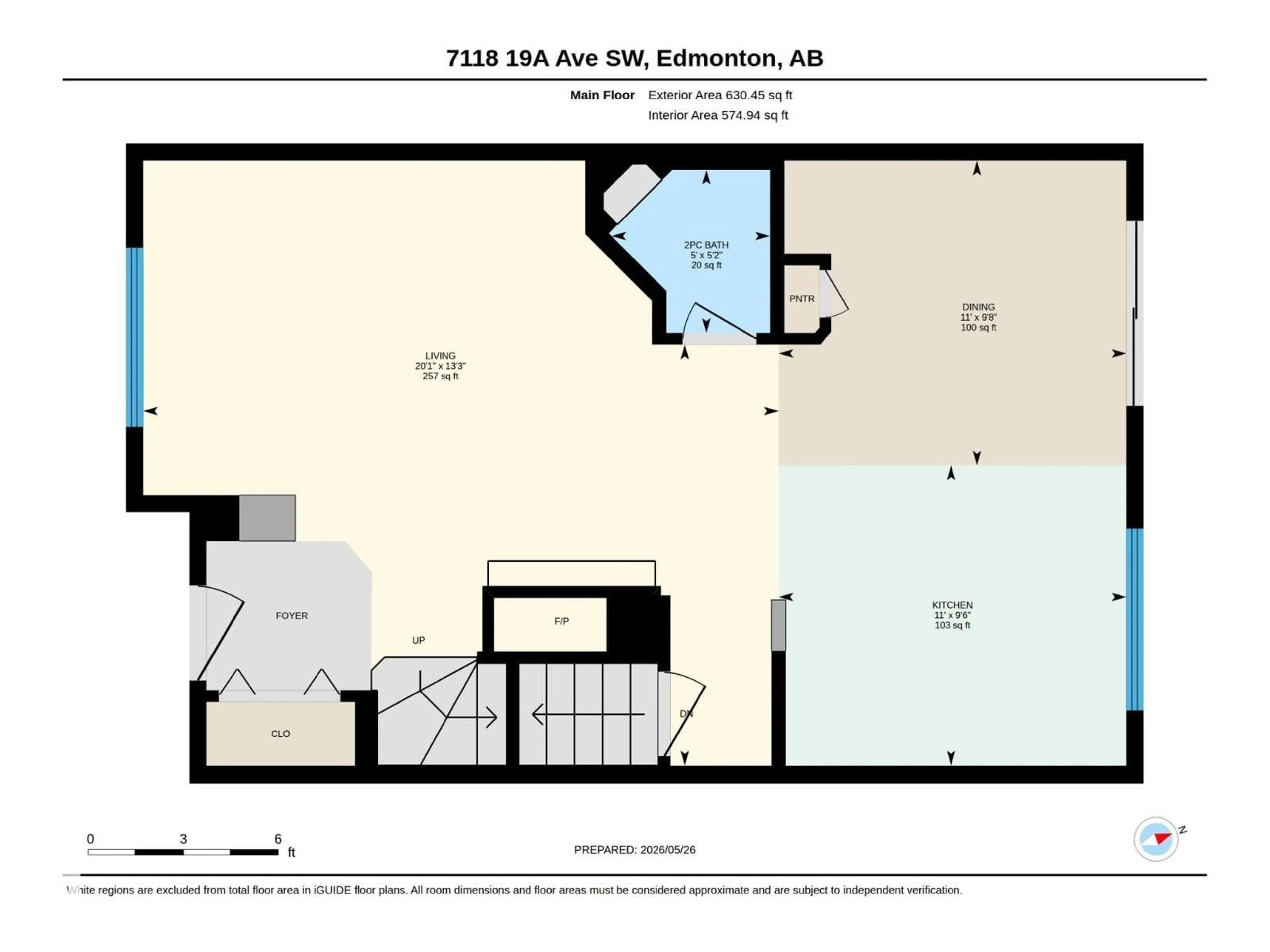 Floor plan for 7118 19A SW, Edmonton Alberta T6X0K2