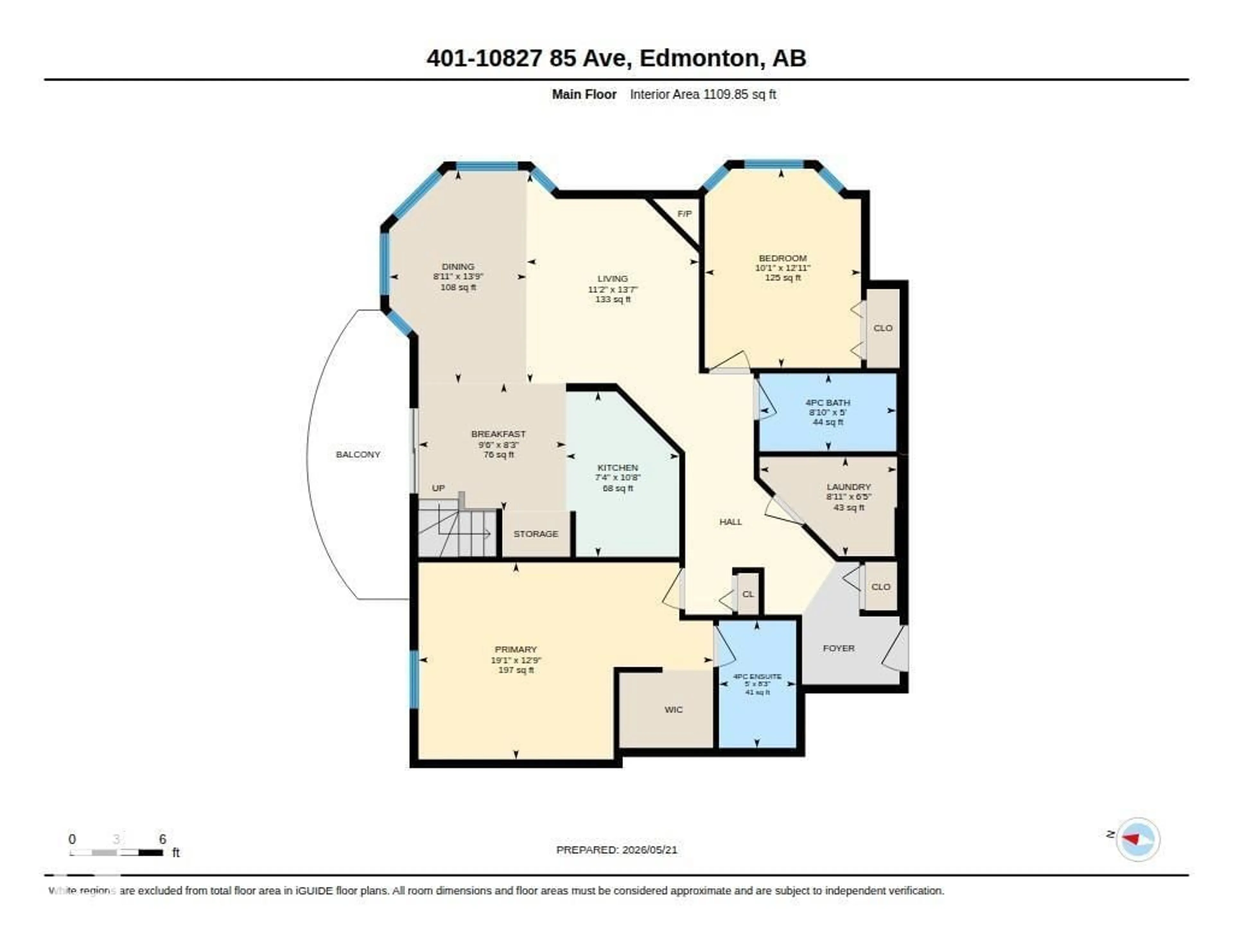 Floor plan for 401 - 10827 85 AV, Edmonton Alberta T6E2L2