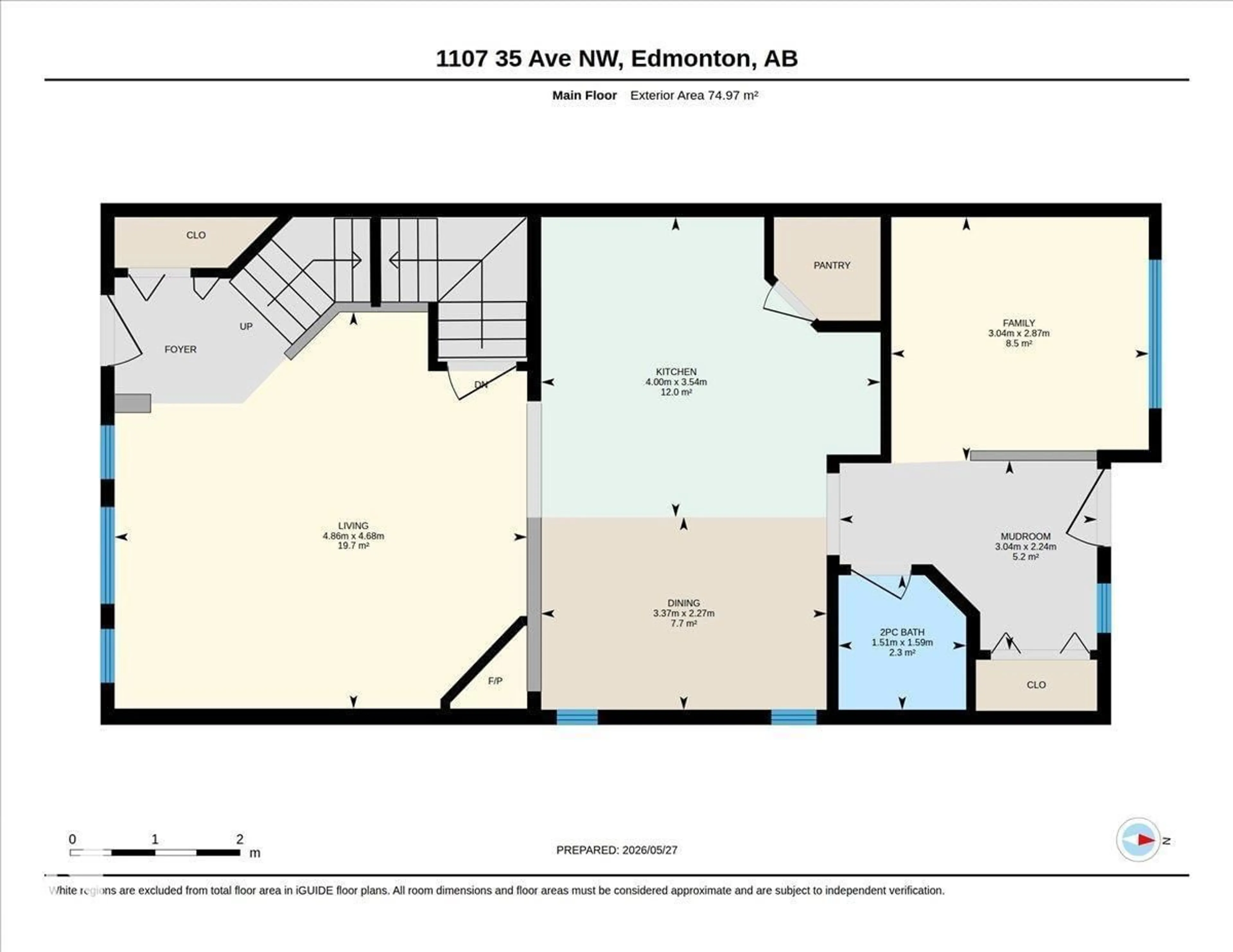 Floor plan for 1107 35 AV, Edmonton Alberta T6T0J8