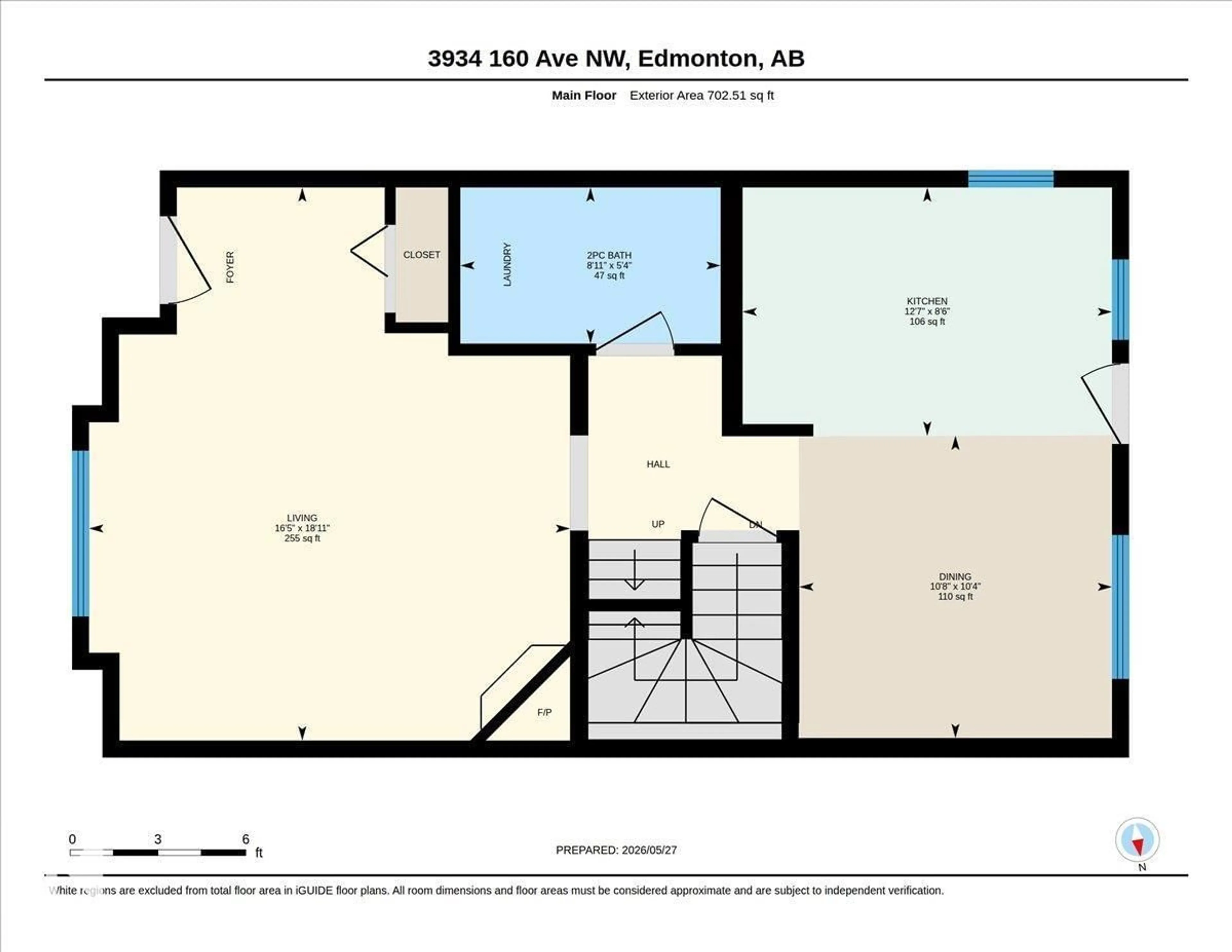 Floor plan for 3934 160 AV, Edmonton Alberta T5Y3J7