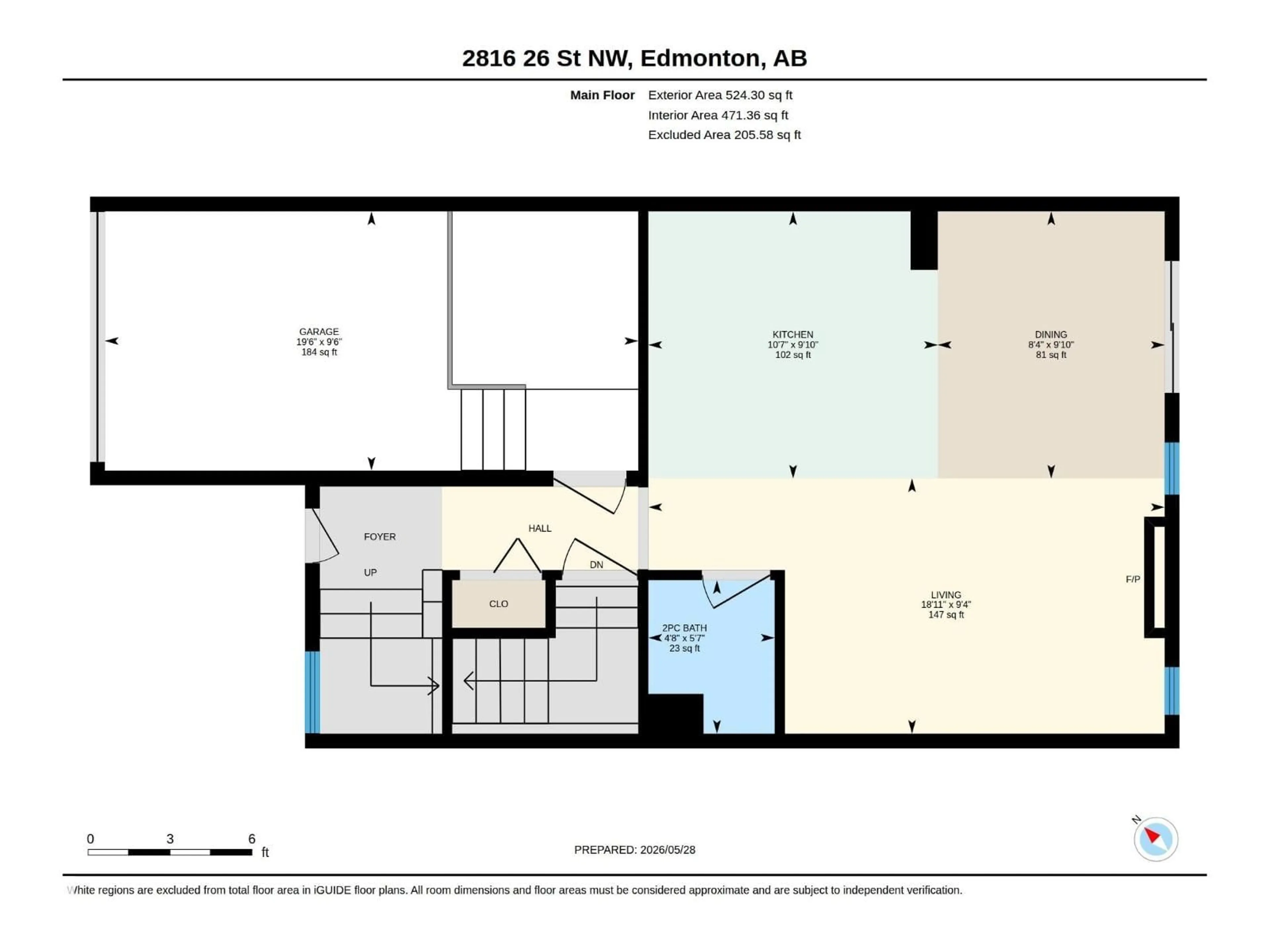 Floor plan for 2816 26 ST, Edmonton Alberta T6T2A2