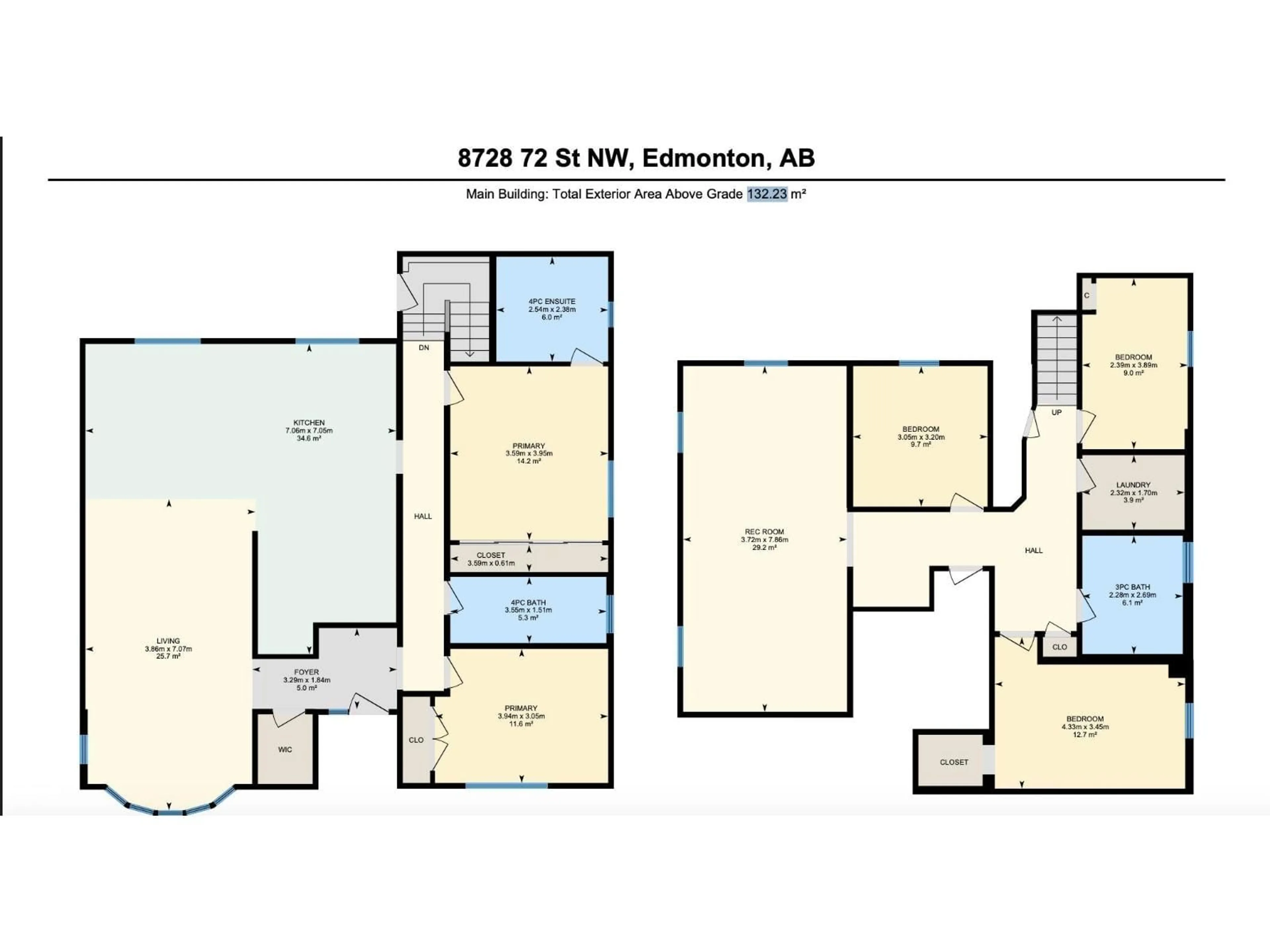 Floor plan for 8728 72 ST, Edmonton Alberta T6B1Y5