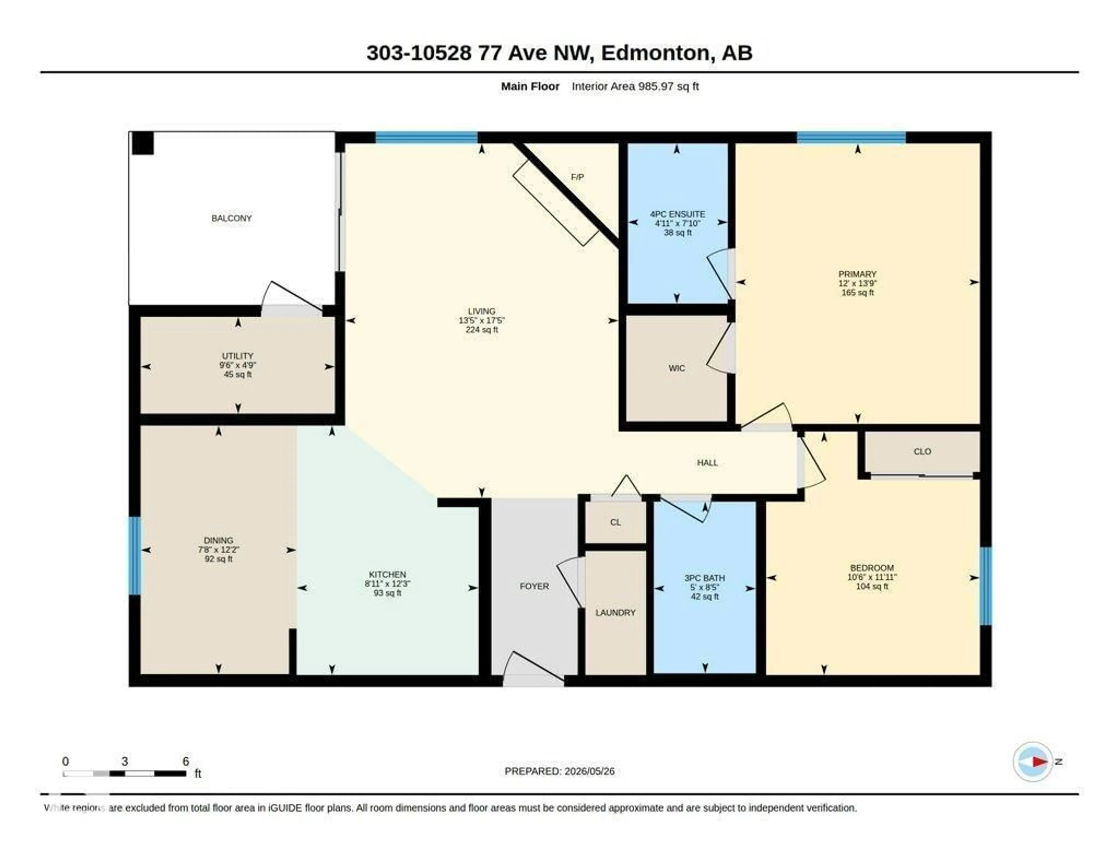 Floor plan for #303 - 10528 77 AV, Edmonton Alberta T6E1N1
