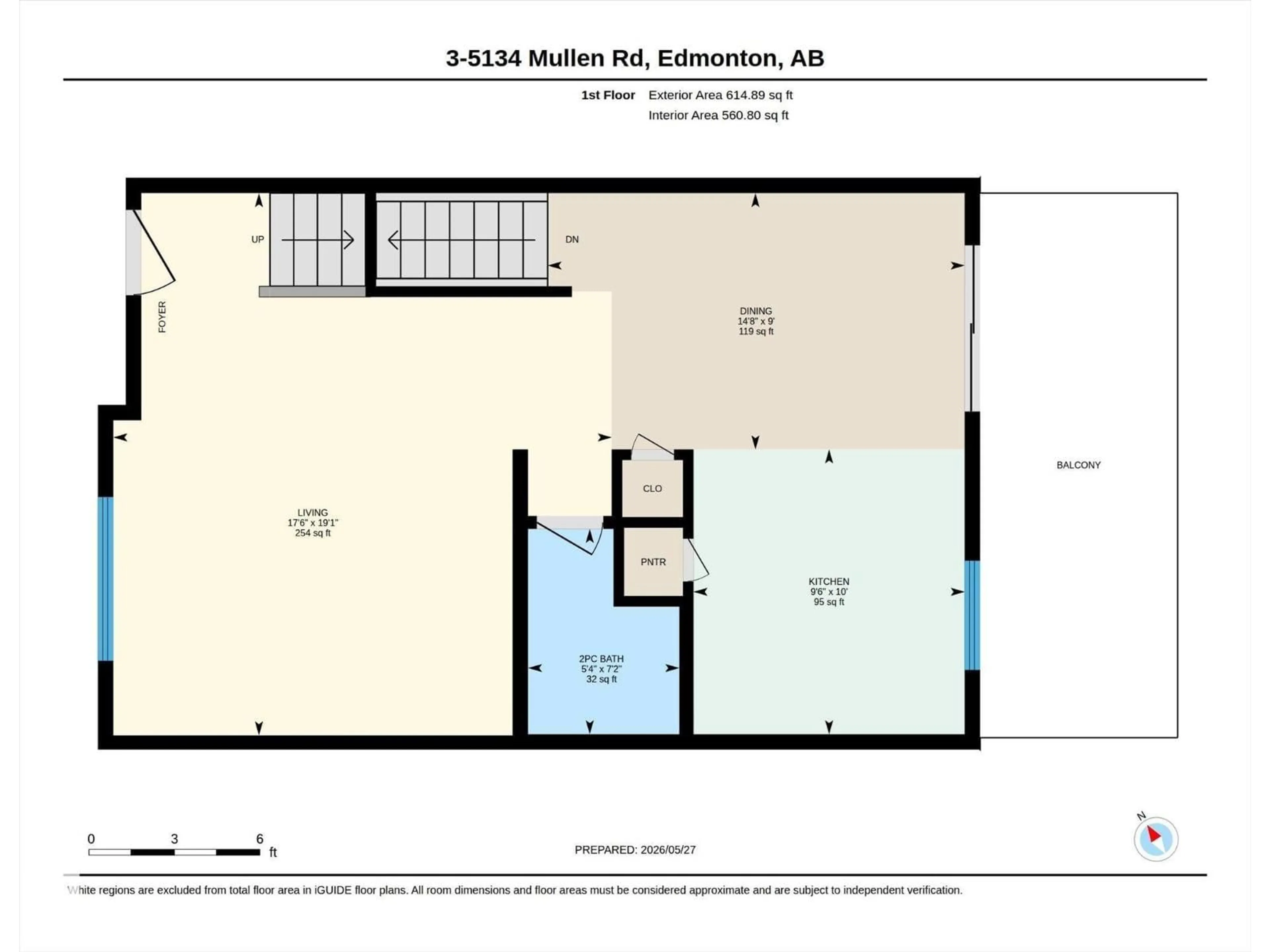 Floor plan for #3 - 5134 MULLEN RD, Edmonton Alberta T6R0S7