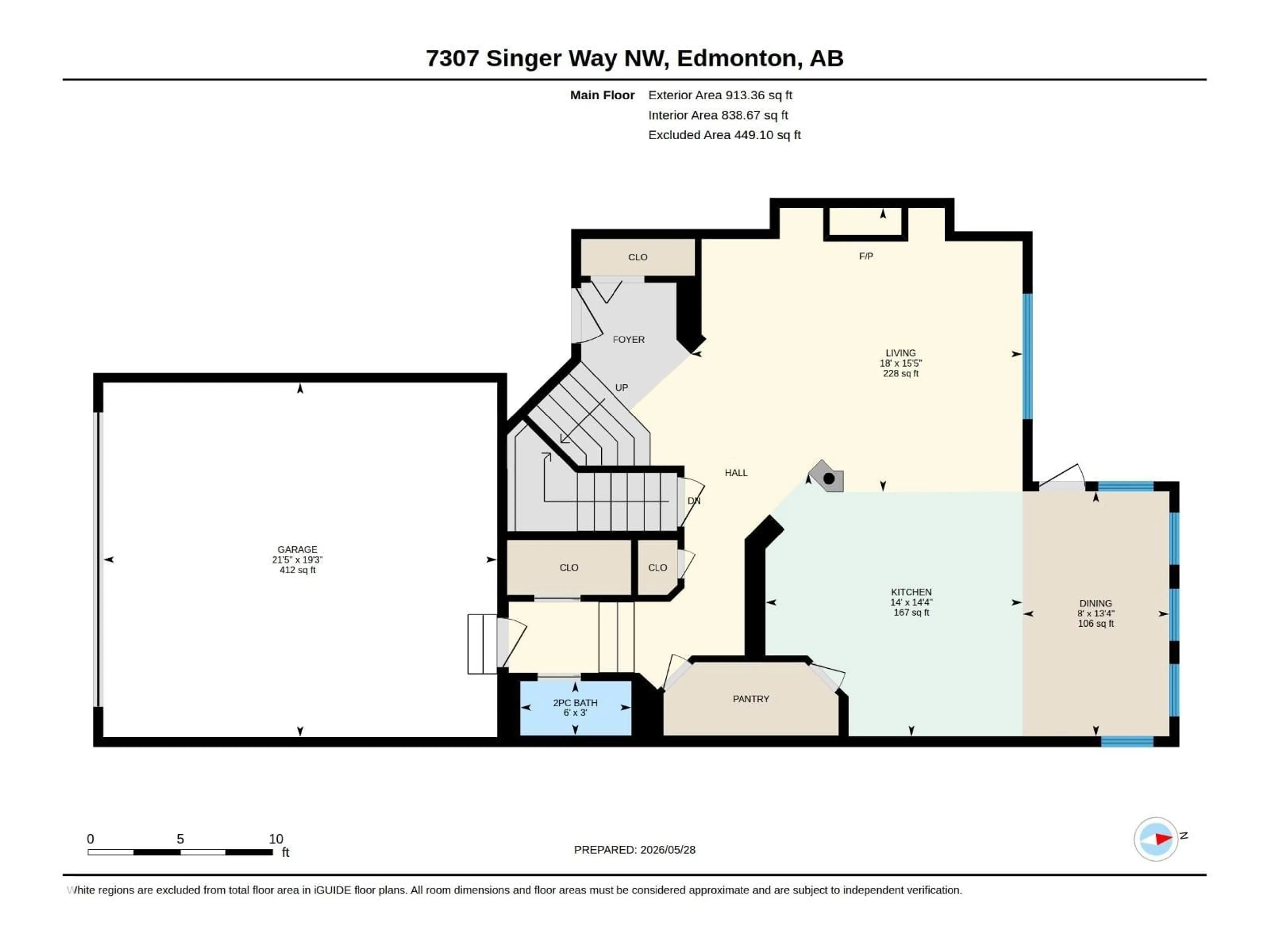 Floor plan for 7307 SINGER WY, Edmonton Alberta T6R3S1