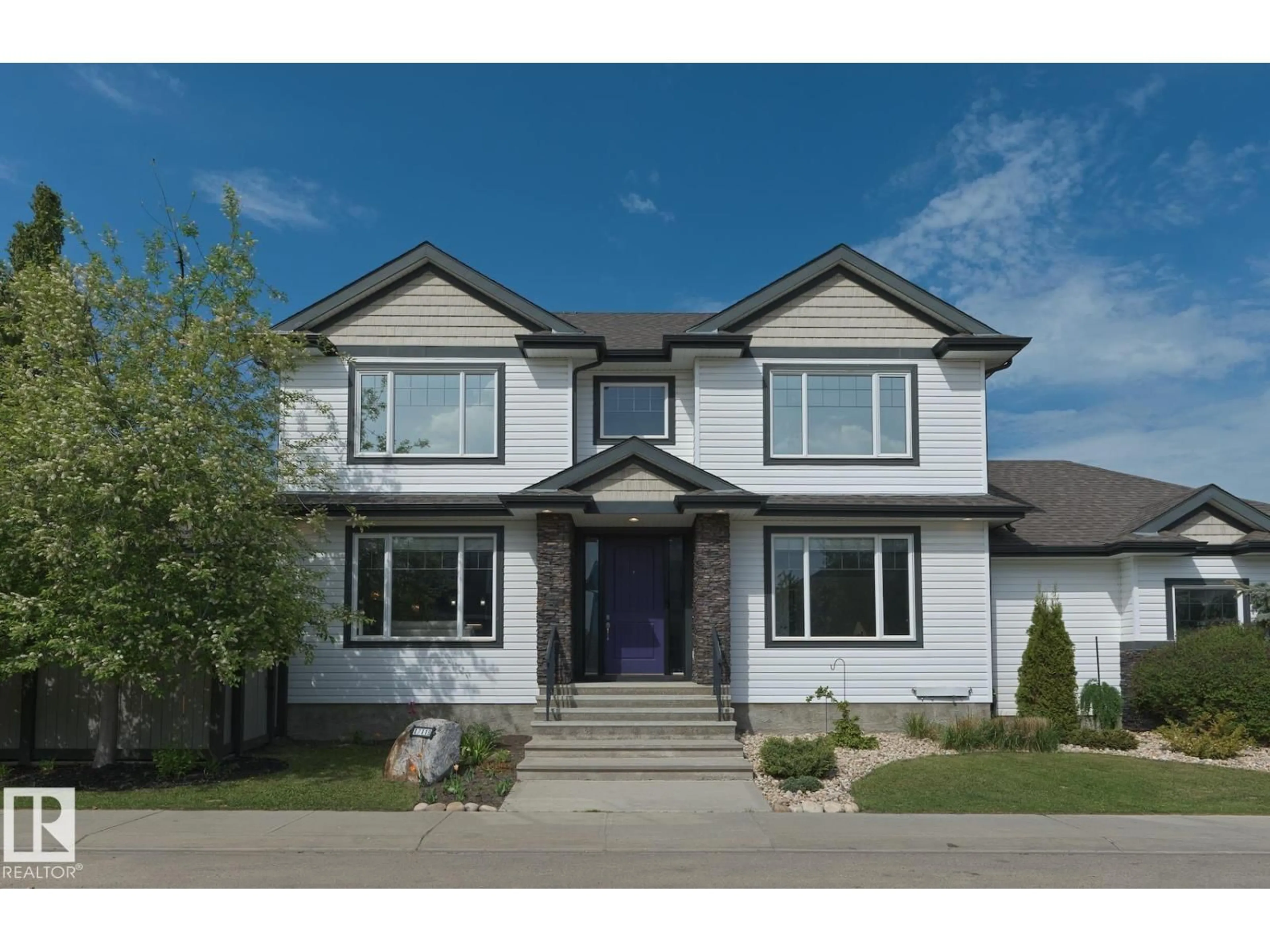 Home with vinyl exterior material, street for 17119 5 AV, Edmonton Alberta T6W2A4