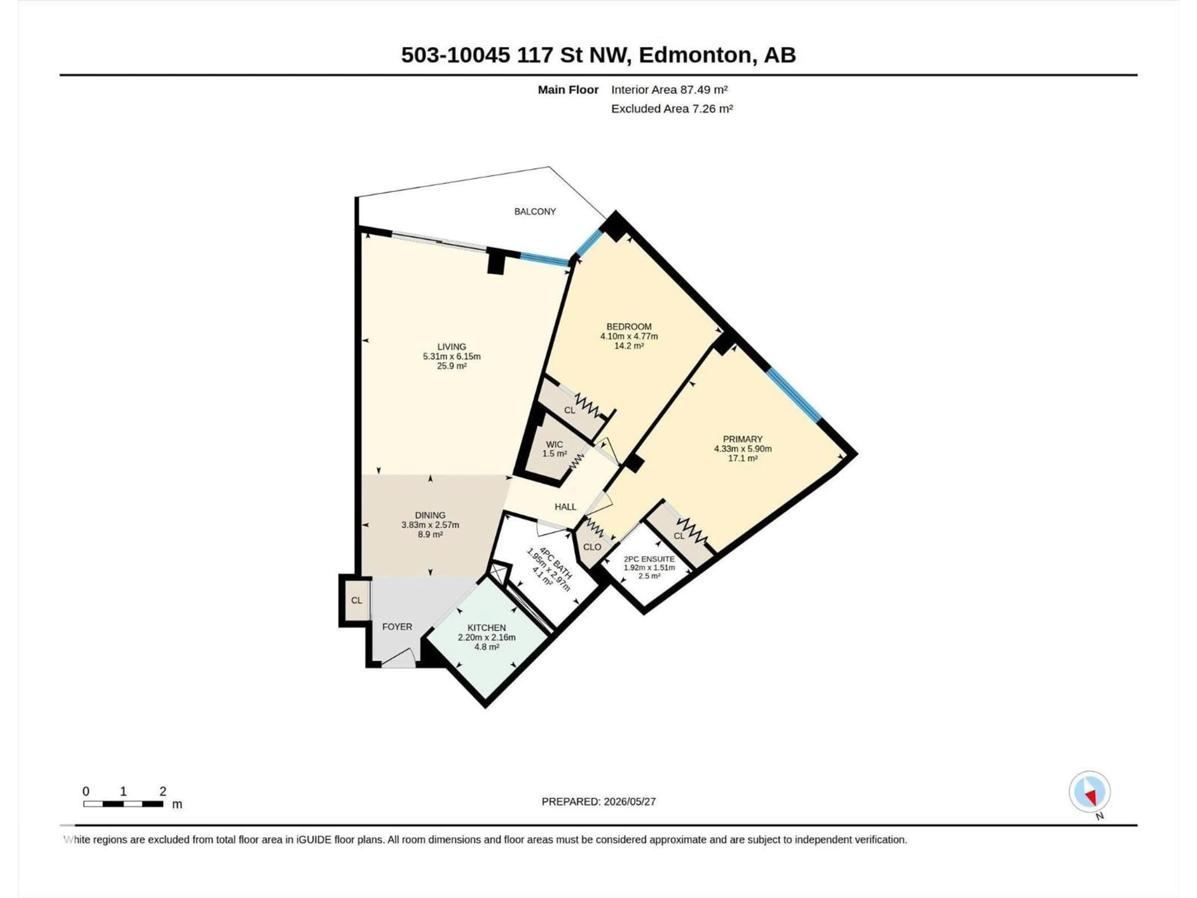 Floor plan for #503 - 10045 117 ST, Edmonton Alberta T5K1W8