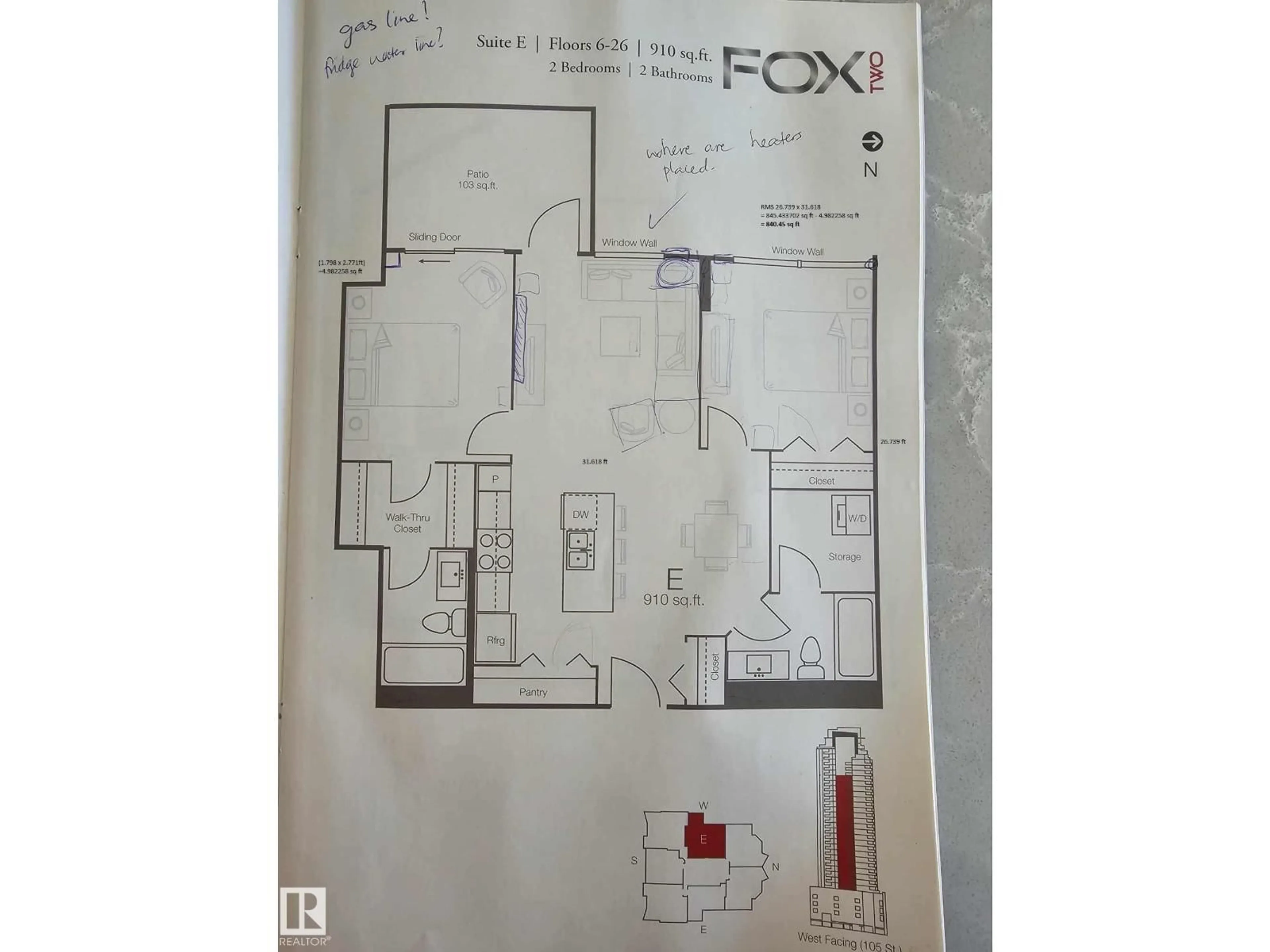 Floor plan for 2505 10410 102 AV NW, Edmonton Alberta T5J0E9