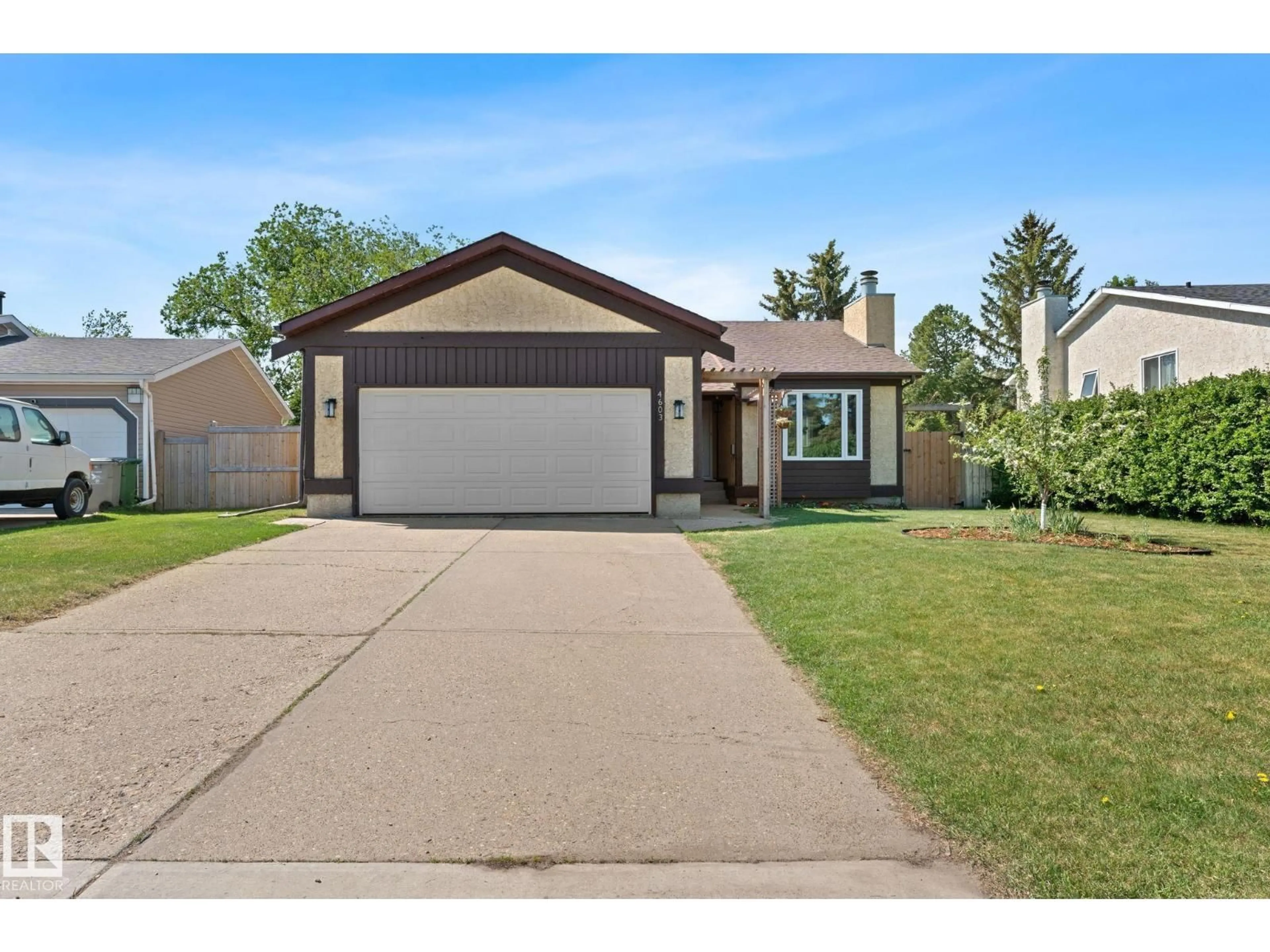 Home with vinyl exterior material, street for 4603 43 AV, Beaumont Alberta T4X1G2