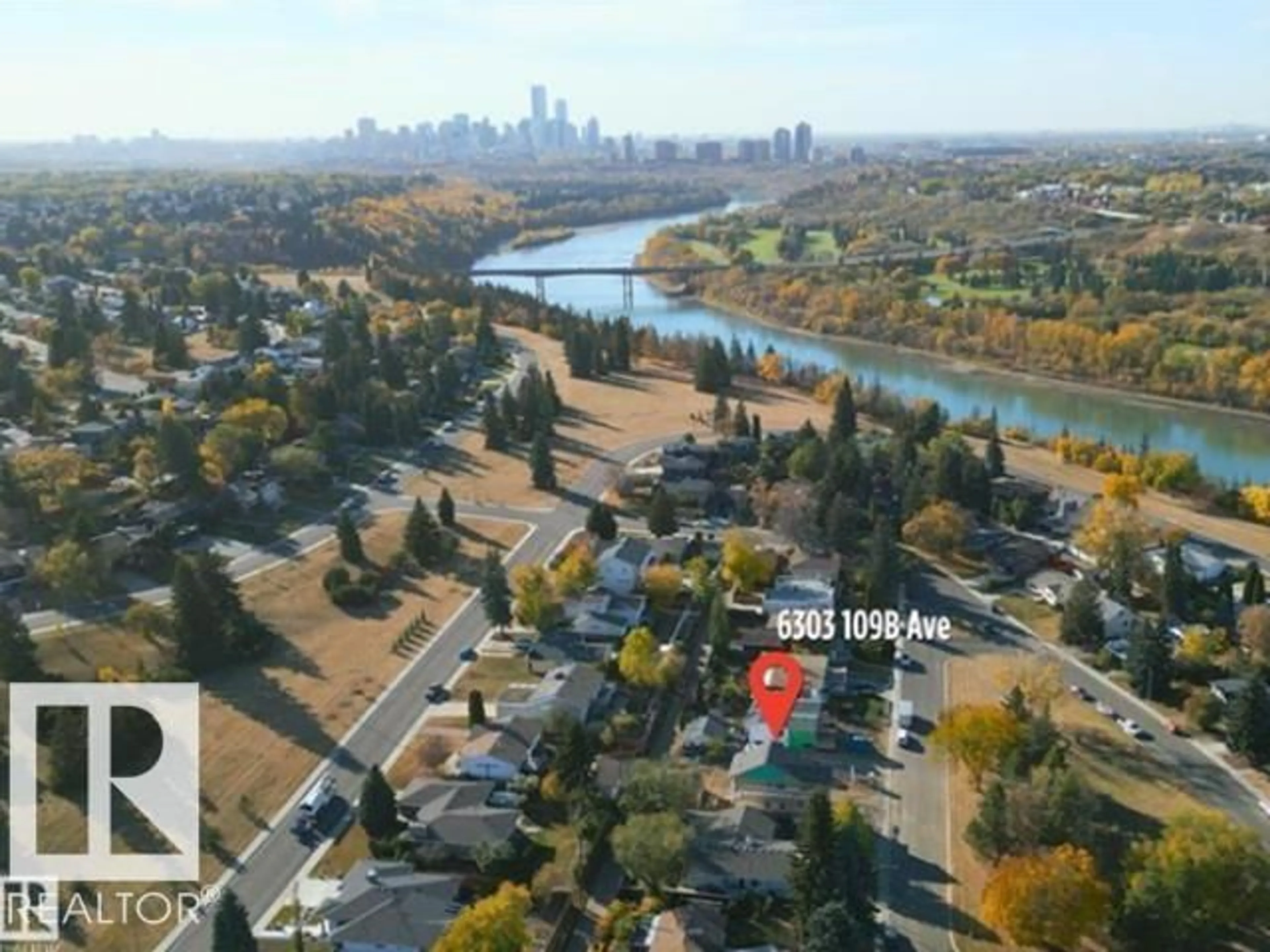 A pic from outside/outdoor area/front of a property/back of a property/a pic from drone, water/lake/river/ocean view for NW - 6303 109B AV, Edmonton Alberta T6A1S7