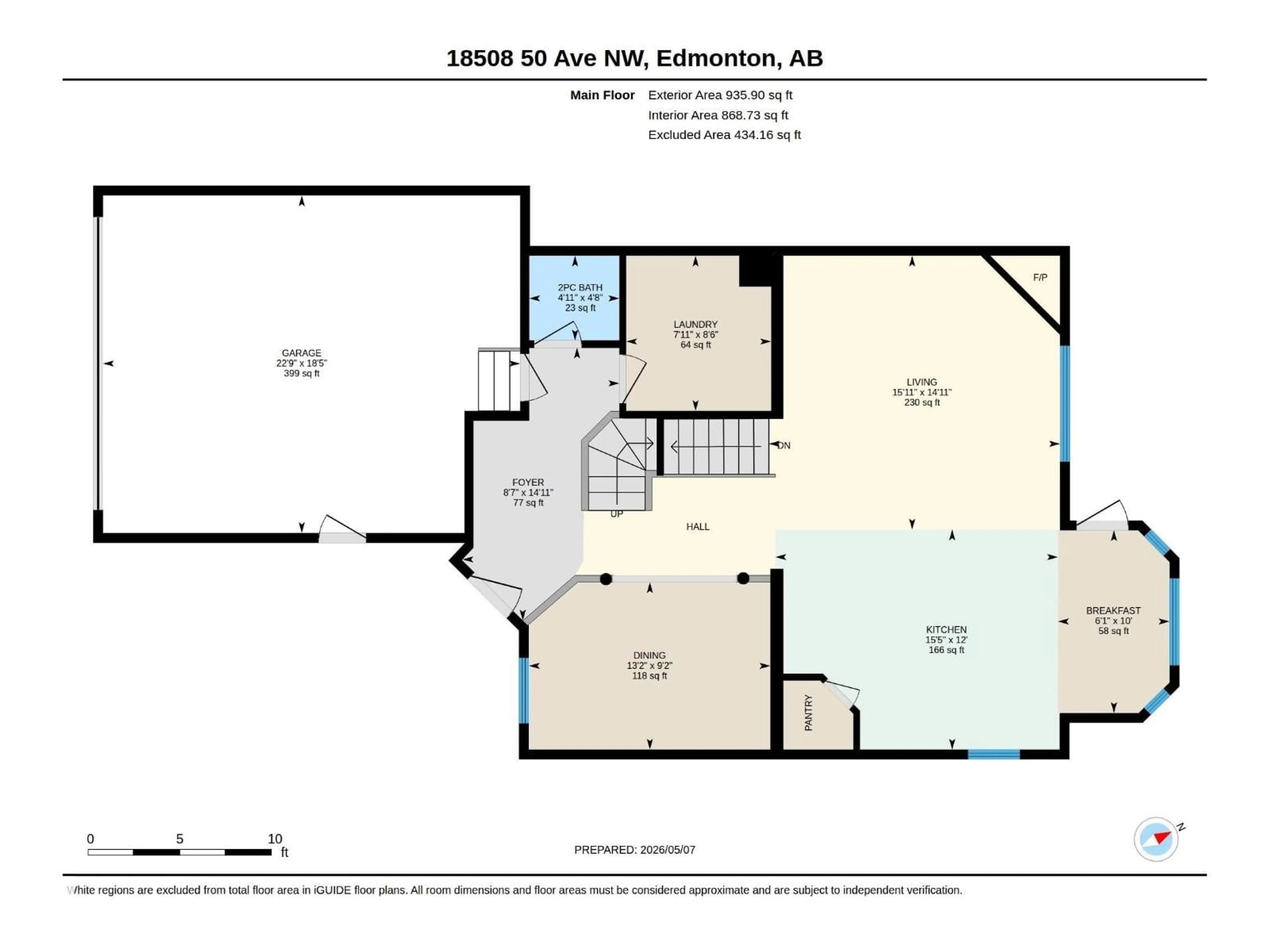Floor plan for 18508 50 AV, Edmonton Alberta T6M2R3