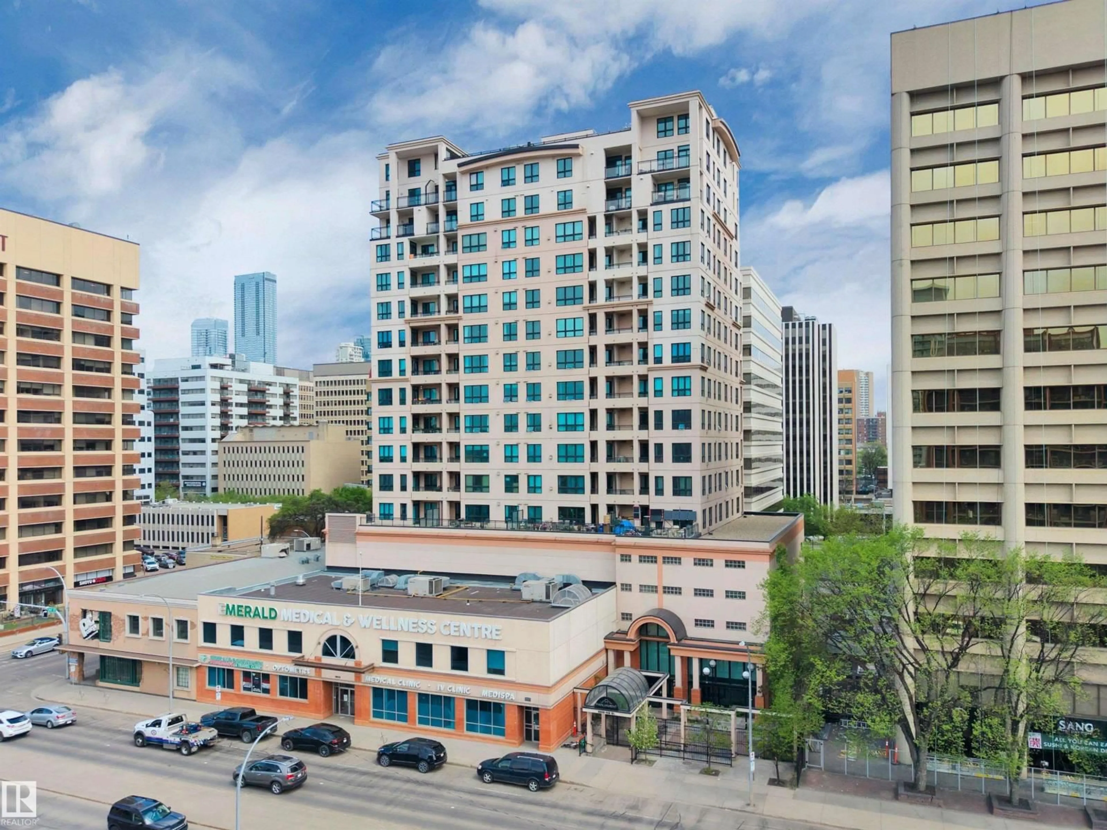 A pic from outside/outdoor area/front of a property/back of a property/a pic from drone, city buildings view from balcony for 1103 - 9939 109 ST, Edmonton Alberta T5K1H6