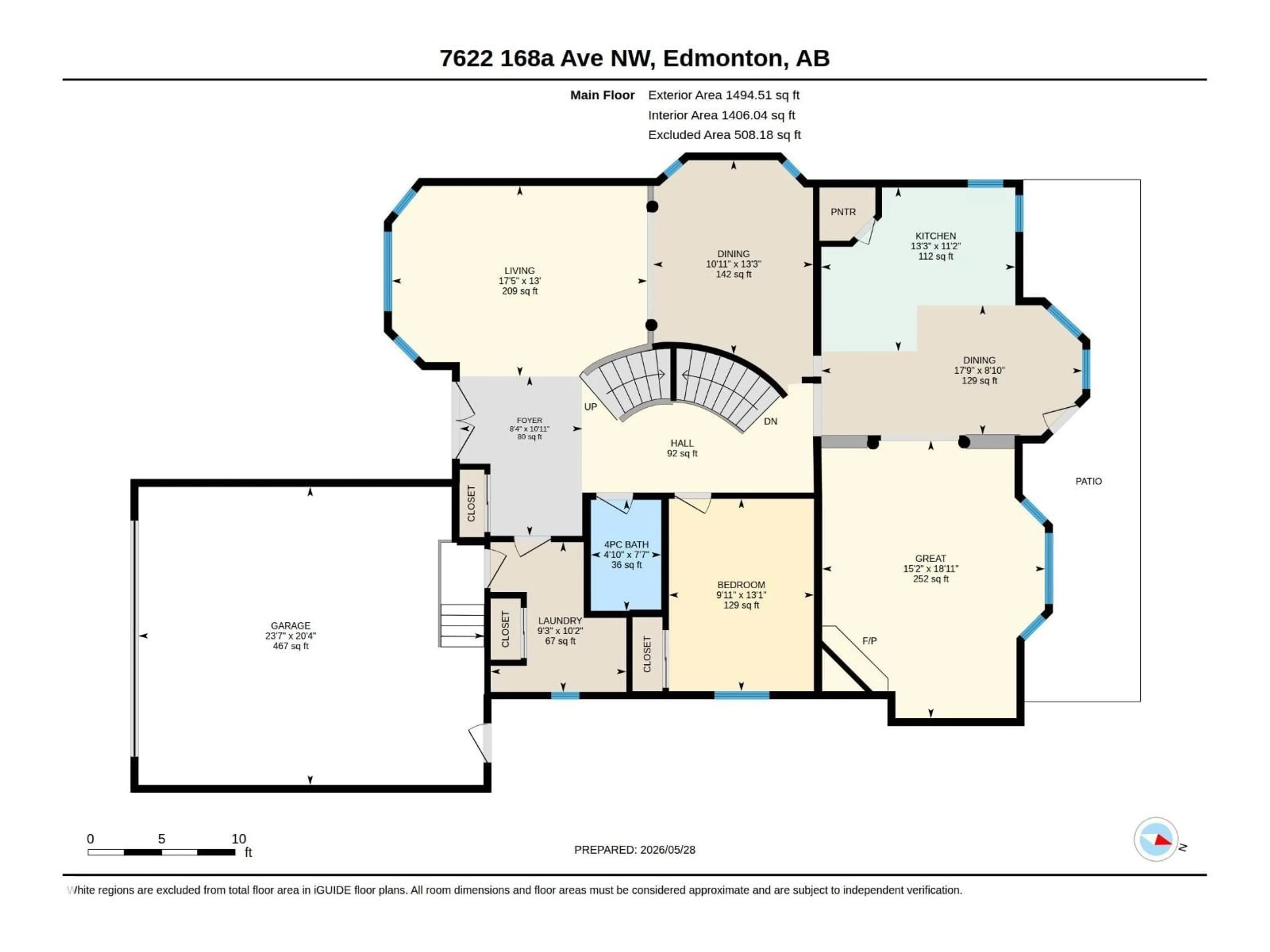 Floor plan for 7622 168A AV, Edmonton Alberta T5Z3Y7