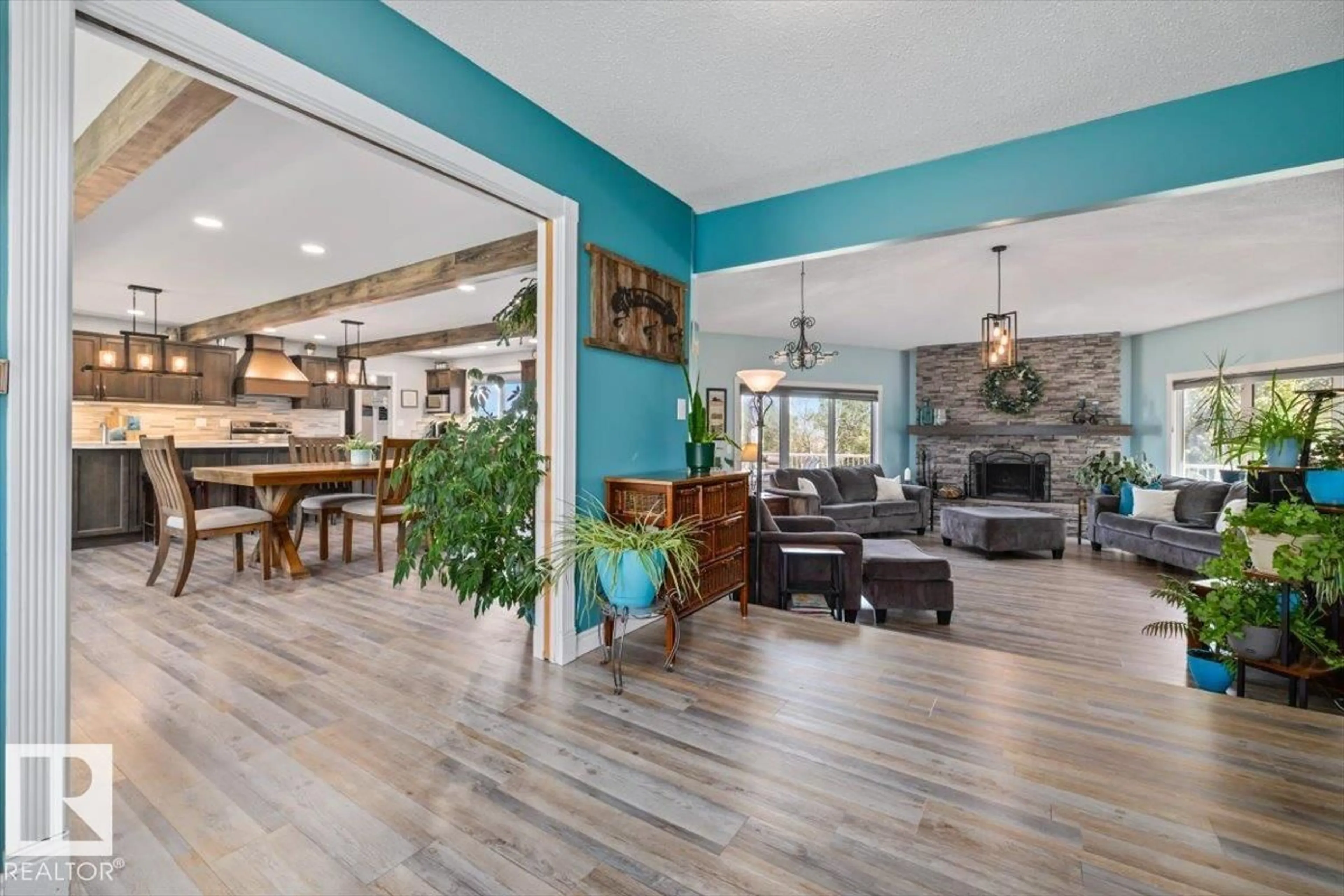 Open concept kitchen, wood/laminate floor for #2 - 23123 TWP ROAD 564, Rural Sturgeon County Alberta T0A1N3
