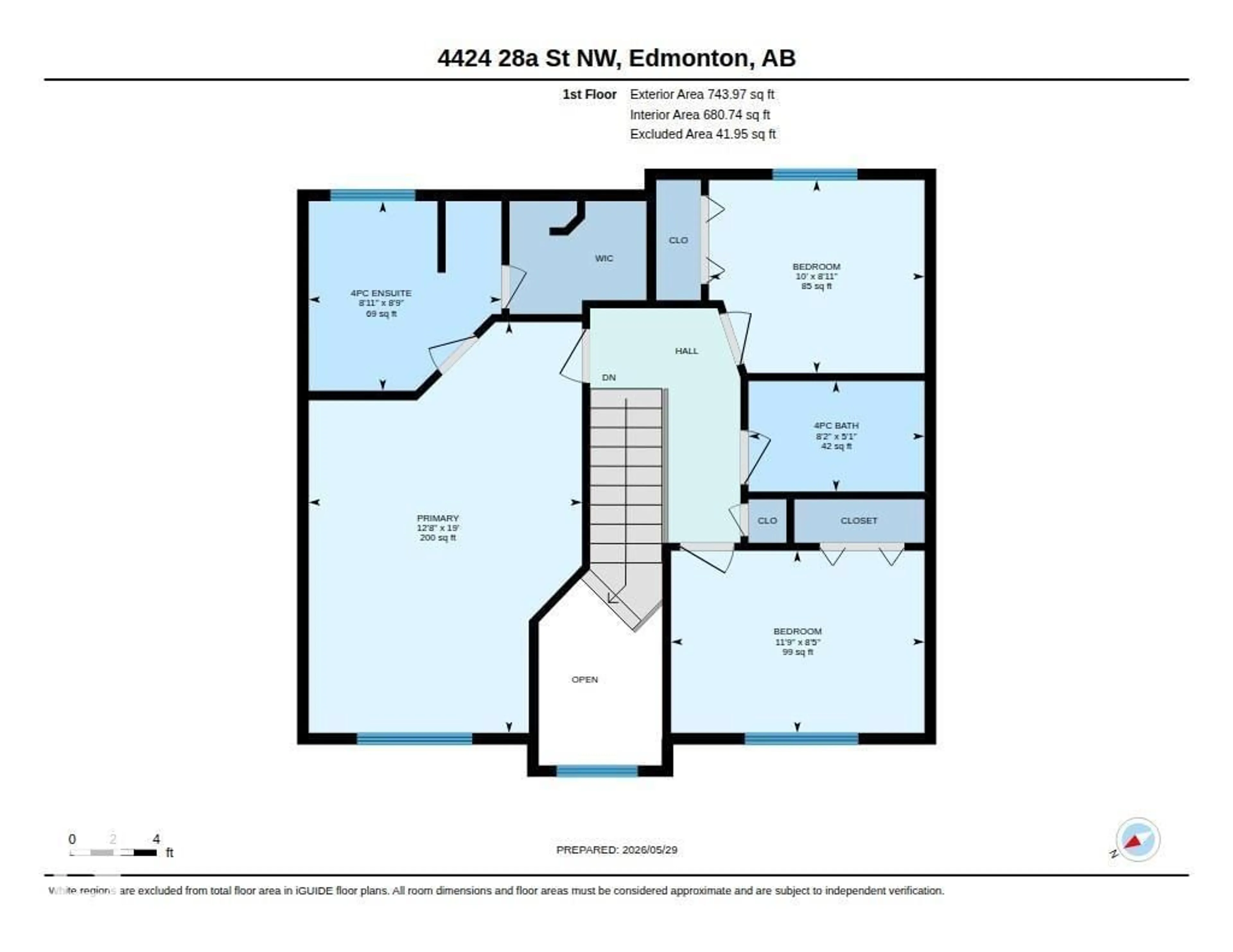 Floor plan for 4424 28A ST NW, Edmonton Alberta T6T1K1