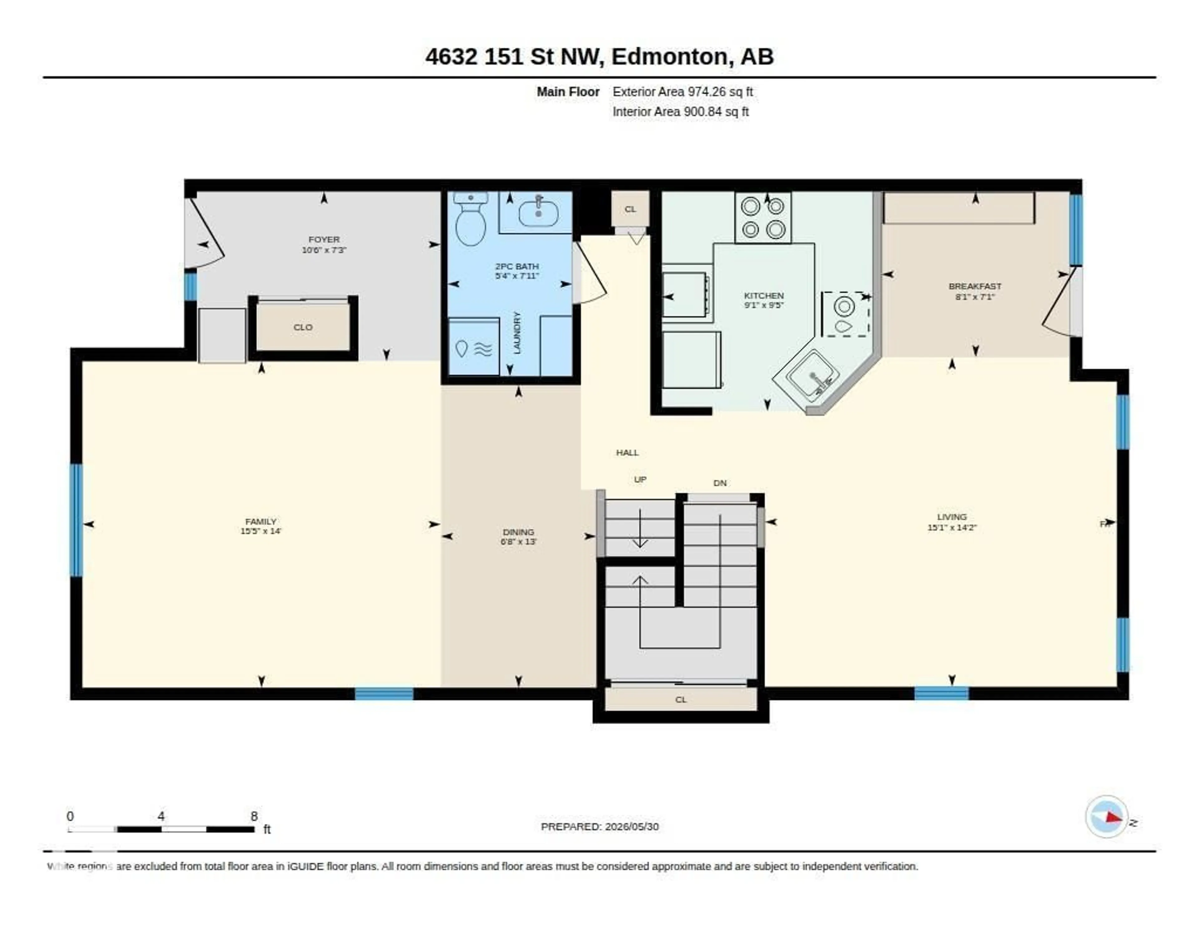 Floor plan for NW - 4632 151 ST, Edmonton Alberta T6H5N8