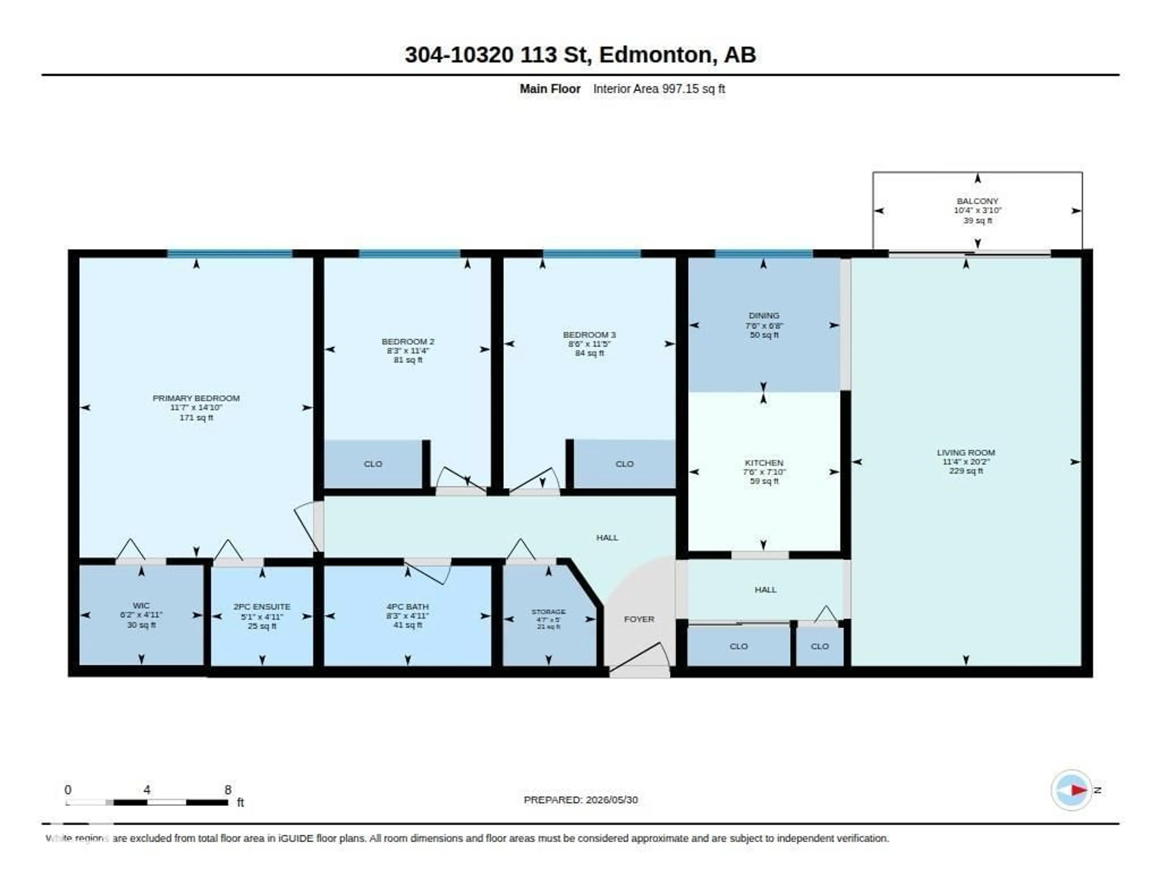 Floor plan for 304 - 10320 113 ST NW, Edmonton Alberta T5K1P6