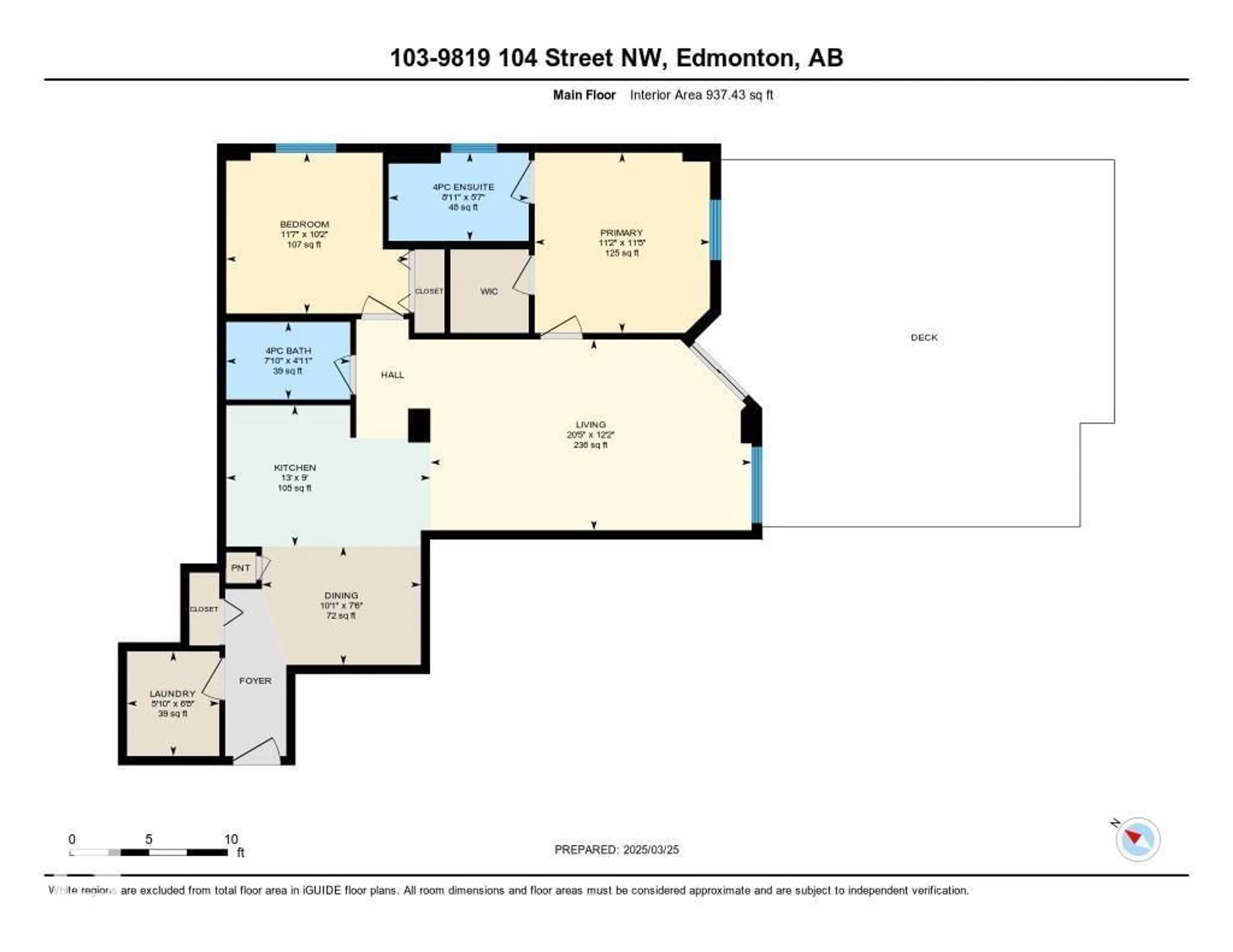 Floor plan for #103 - 9819 104 ST, Edmonton Alberta T5R0Z8
