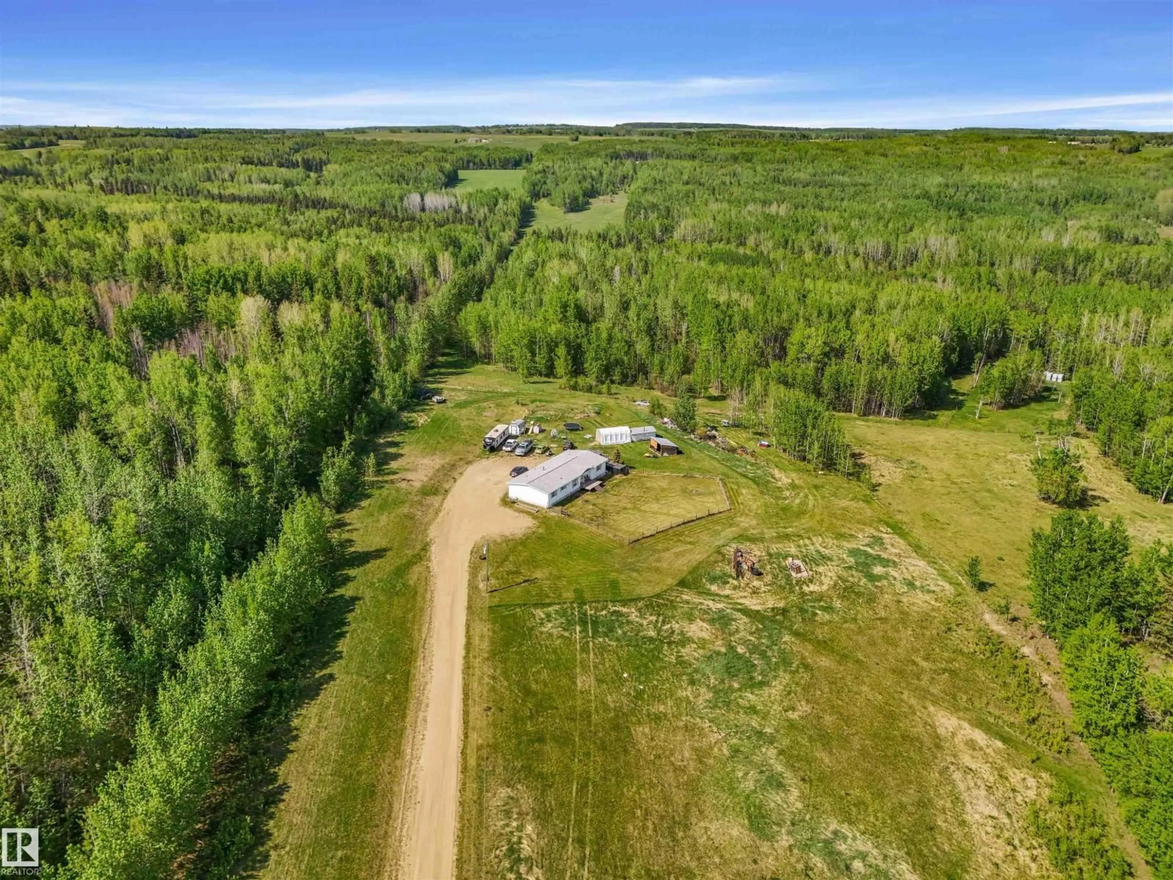 A pic from outside/outdoor area/front of a property/back of a property/a pic from drone, forest/trees view for 8016 TWP ROAD 505, Rural Brazeau County Alberta T7A2A2
