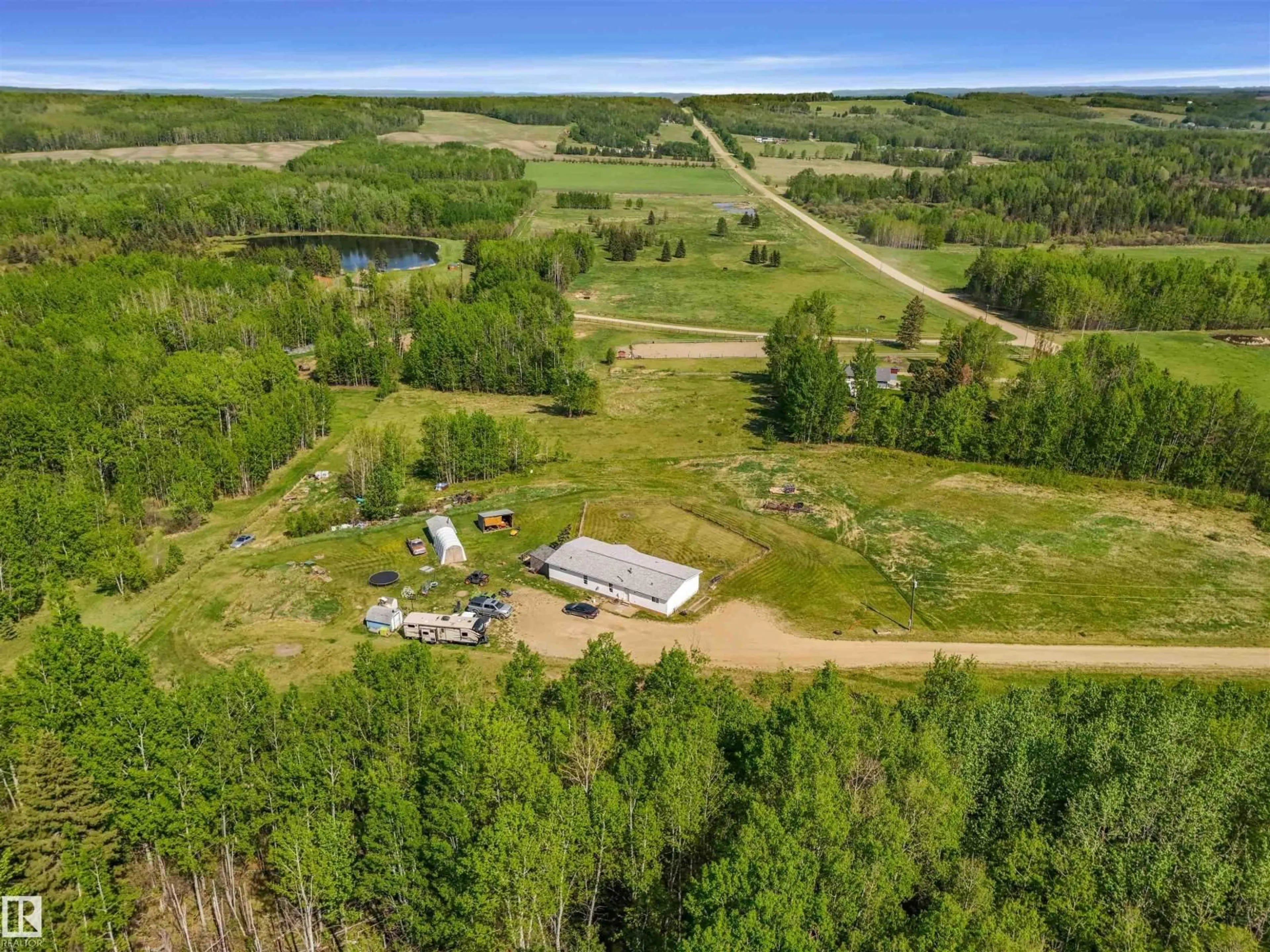 A pic from outside/outdoor area/front of a property/back of a property/a pic from drone, forest/trees view for 8016 TWP ROAD 505, Rural Brazeau County Alberta T7A2A2