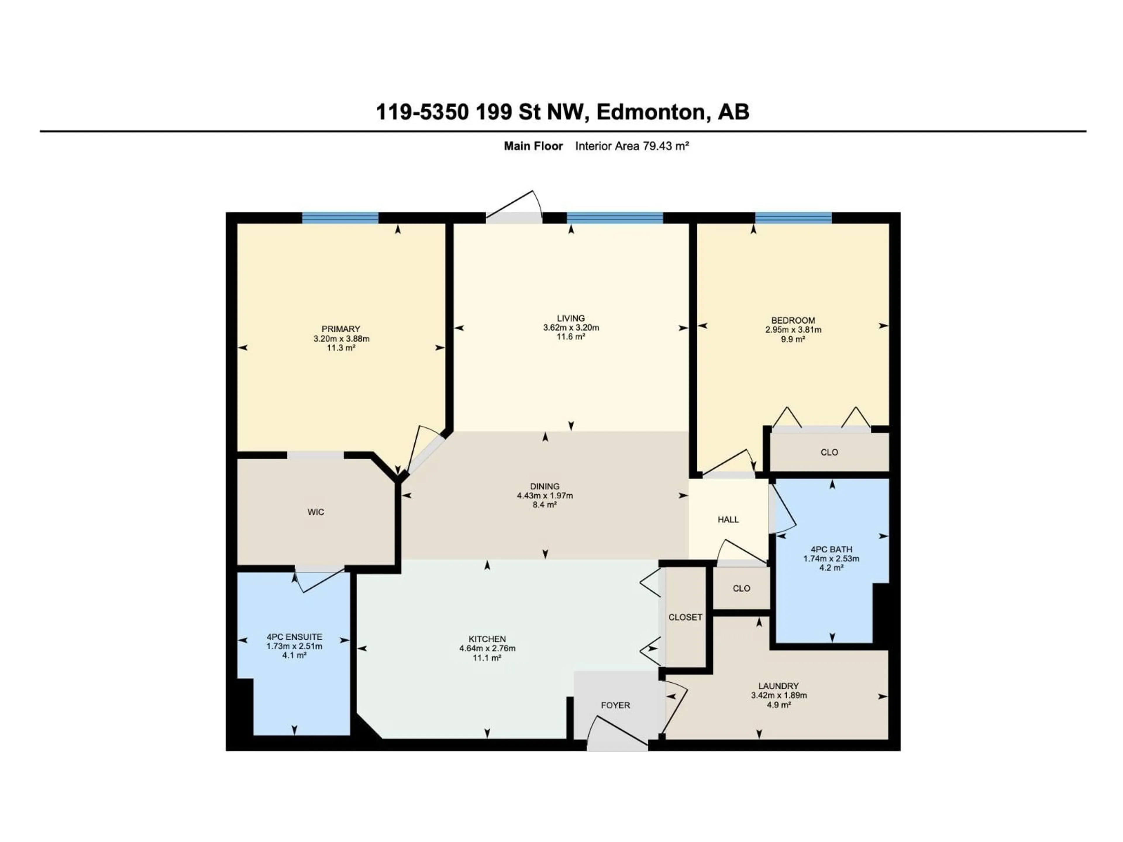 Floor plan for #119 - 5350 199 ST, Edmonton Alberta T6M0A4