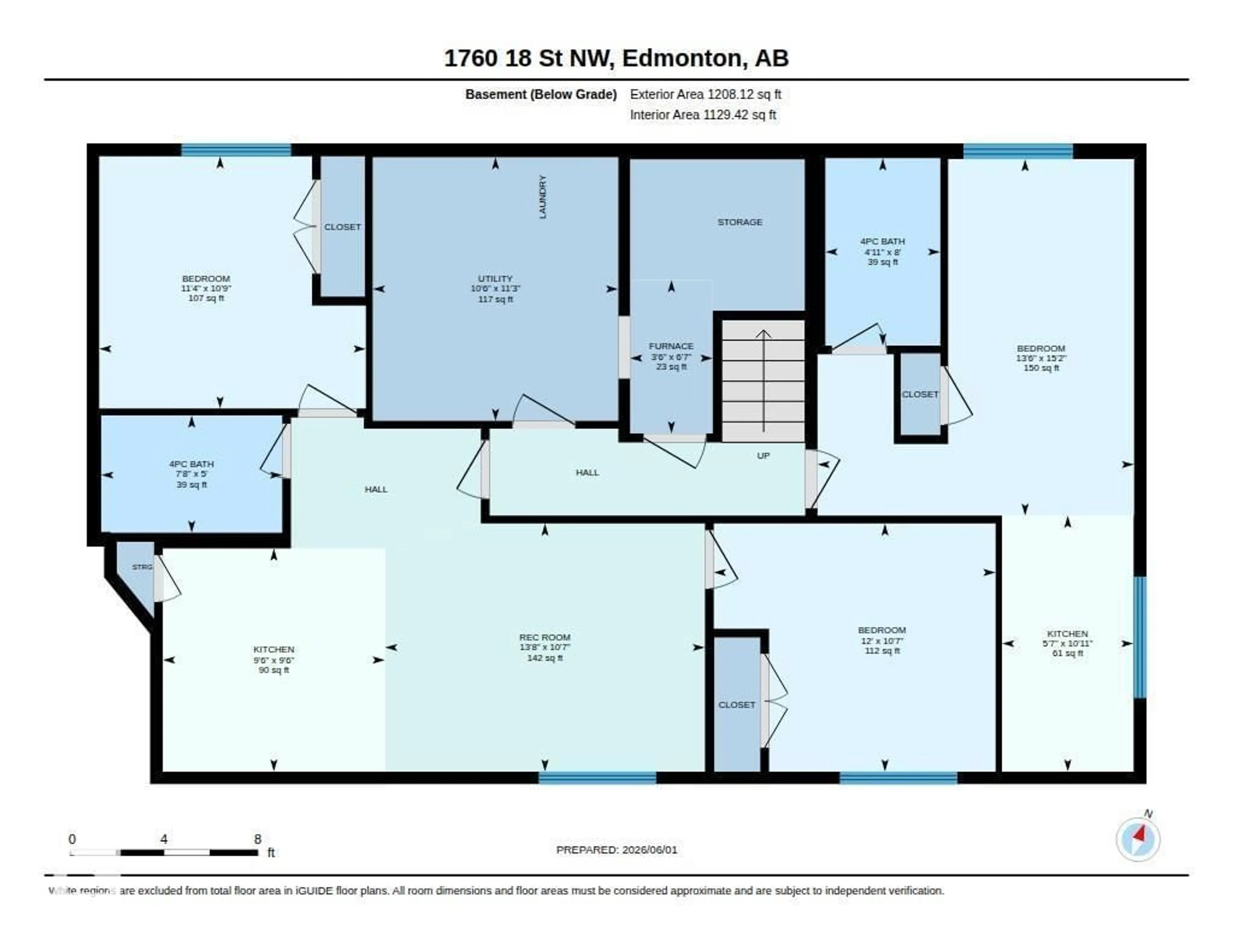 Floor plan for 1760 18 ST, Edmonton Alberta T6T2N2