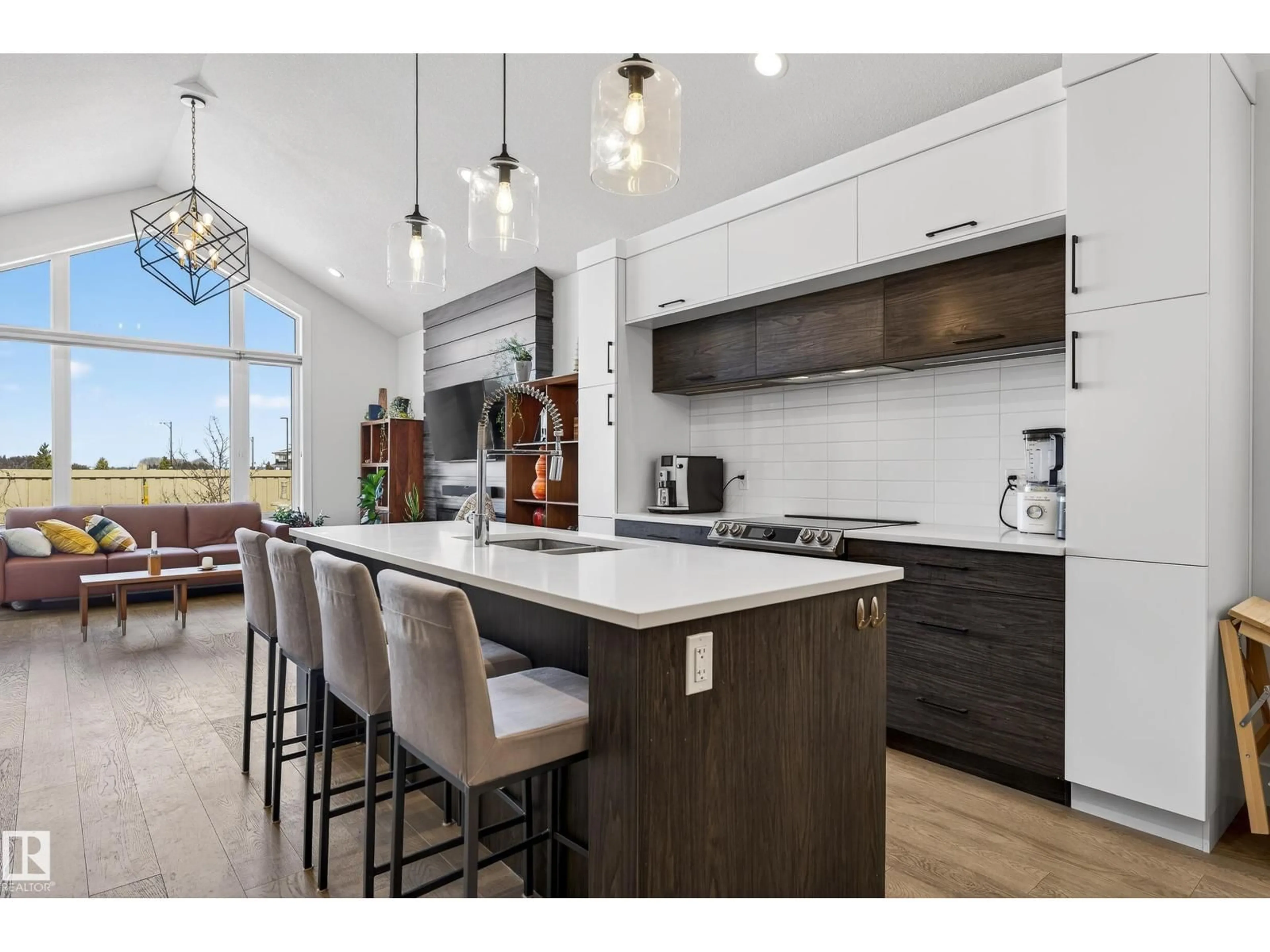 Open concept kitchen, wood/laminate floor for 45 EVERMORE CR, St. Albert Alberta T8N7W9
