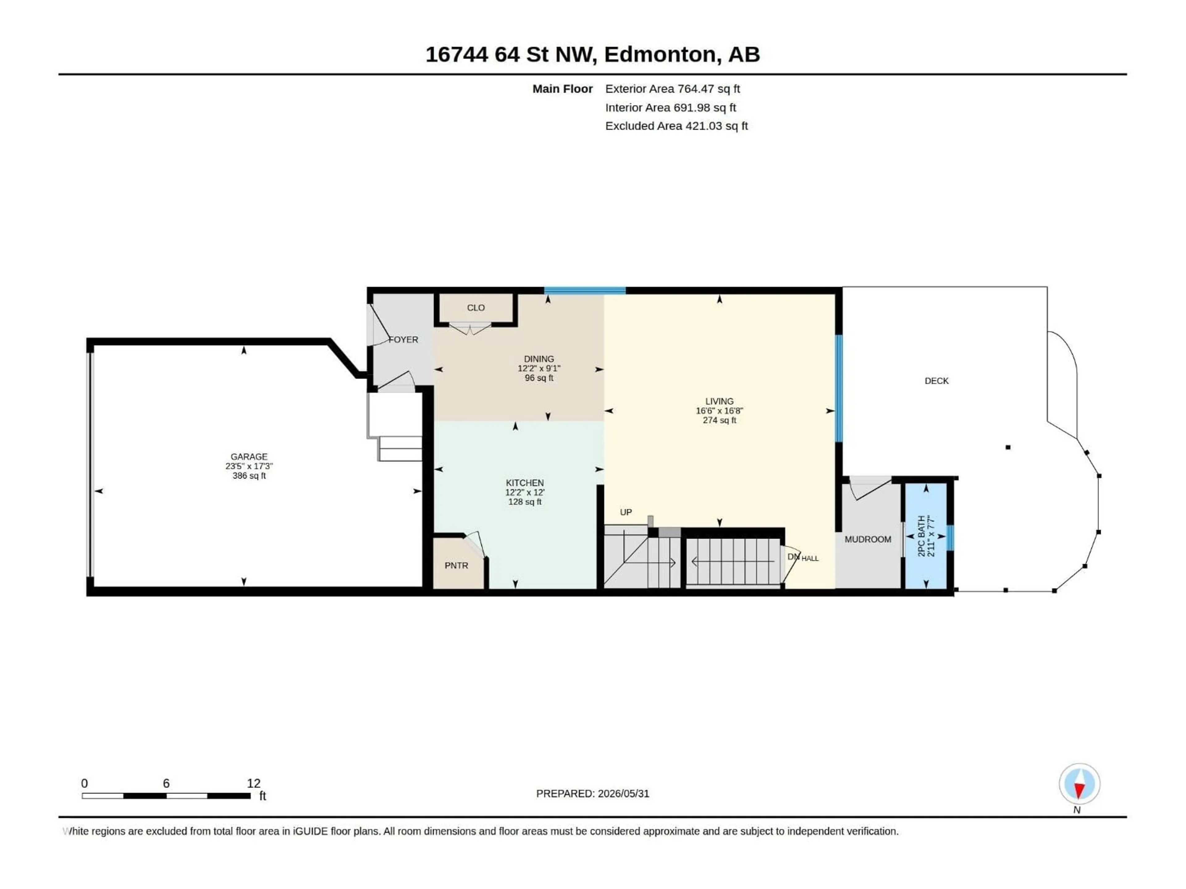 Floor plan for 16744 64 ST, Edmonton Alberta T5Y3P8