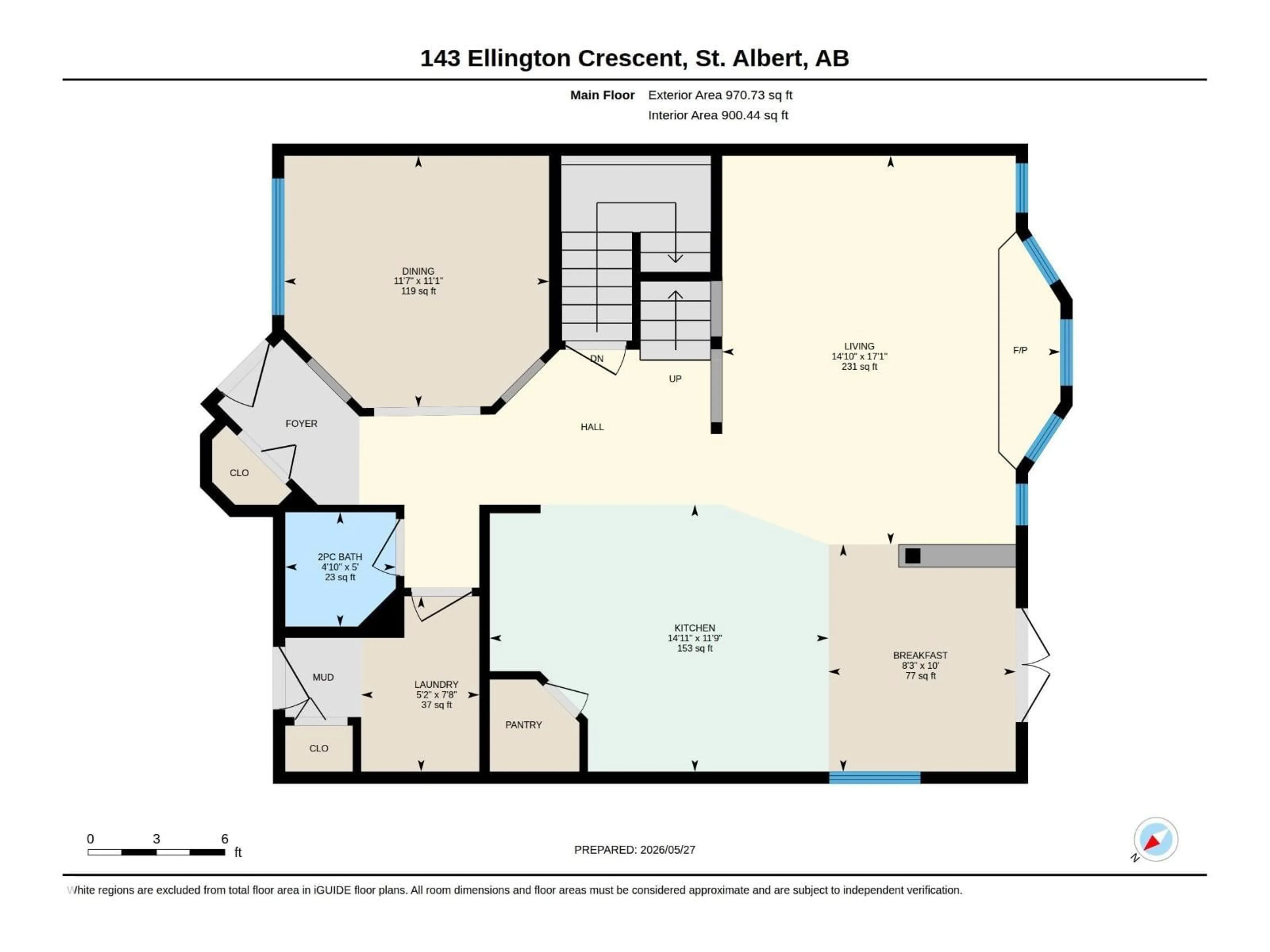 Floor plan for 143 ELLINGTON CR, St. Albert Alberta T8N3L4