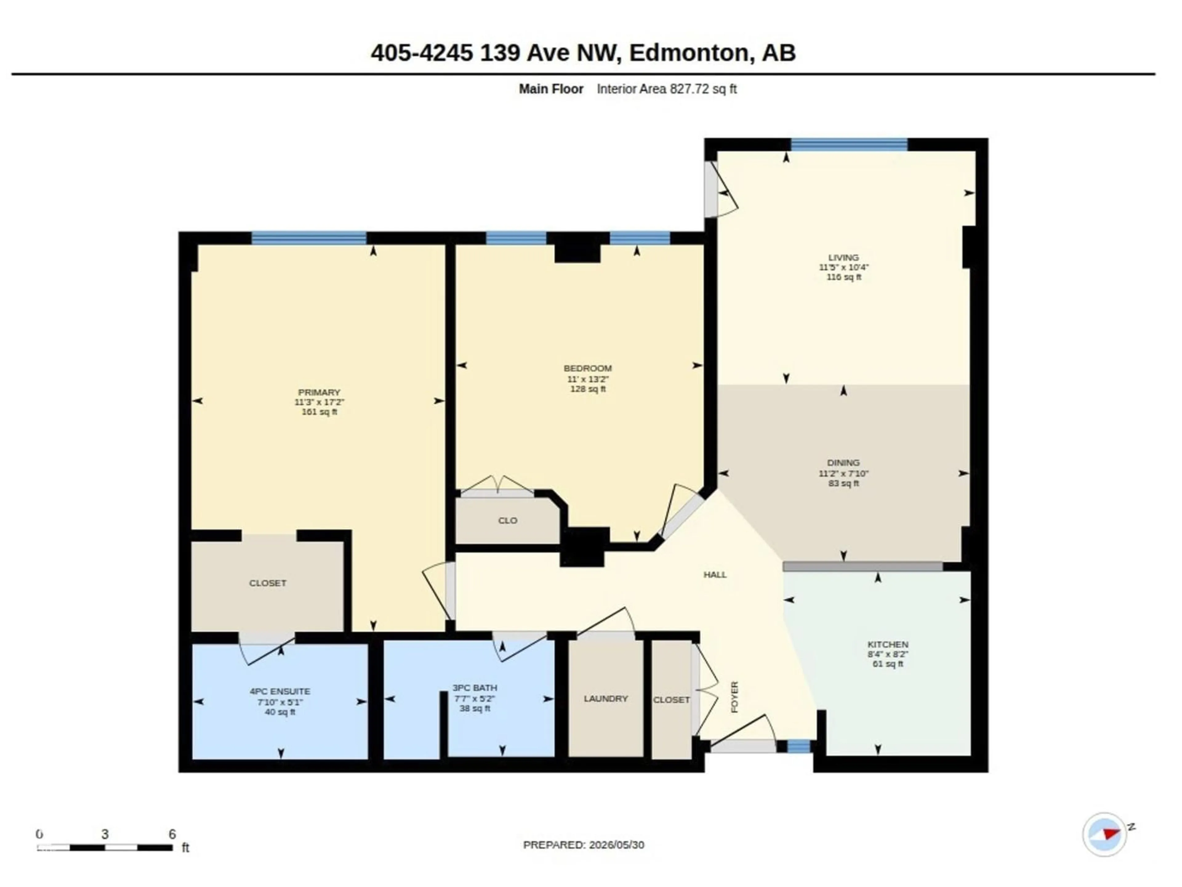 Floor plan for #1-405 - 4245 139 AV, Edmonton Alberta T5Y3E8