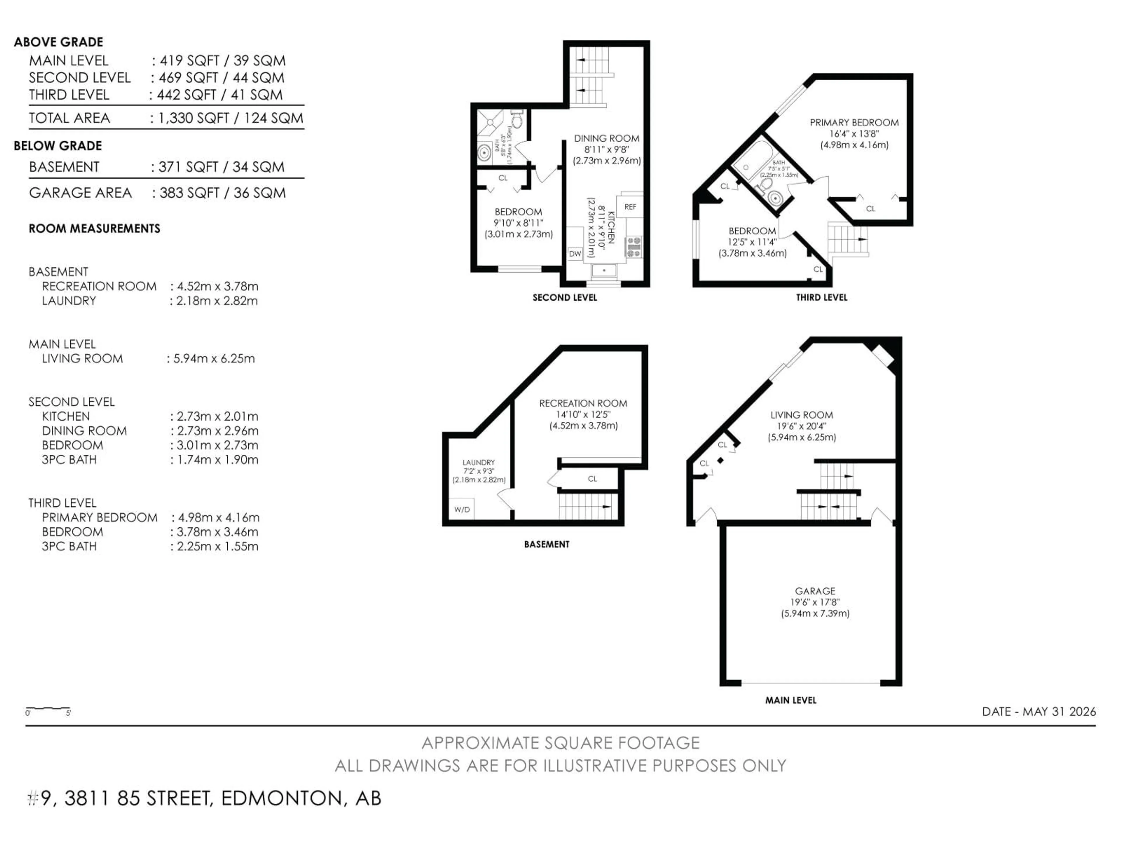 Floor plan for #9 - 3811 85 ST, Edmonton Alberta T6K4C7
