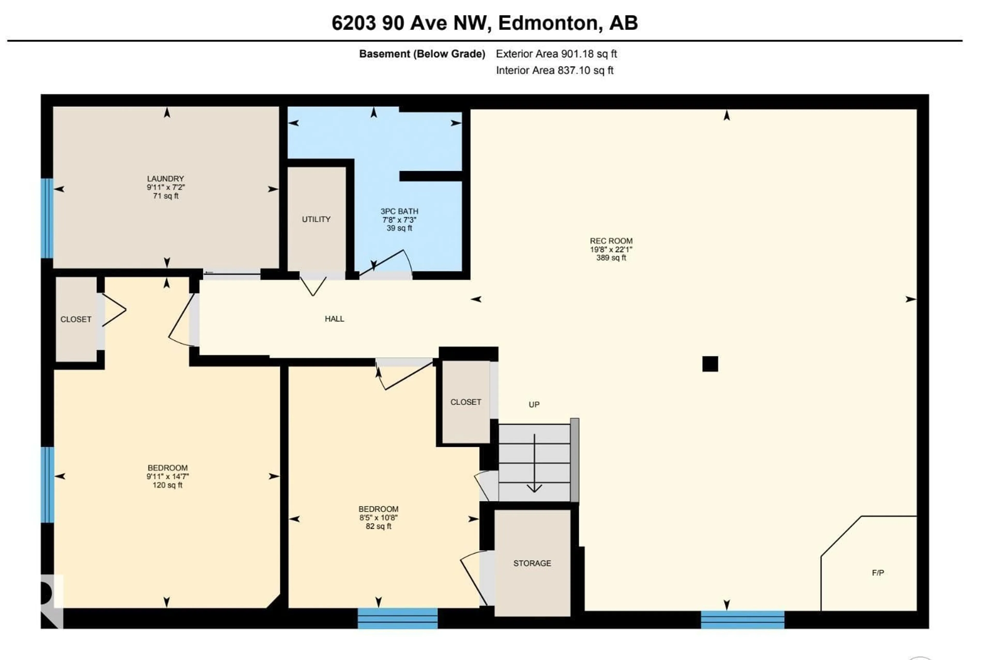 Floor plan for 6203 90 AV, Edmonton Alberta T6B0P1