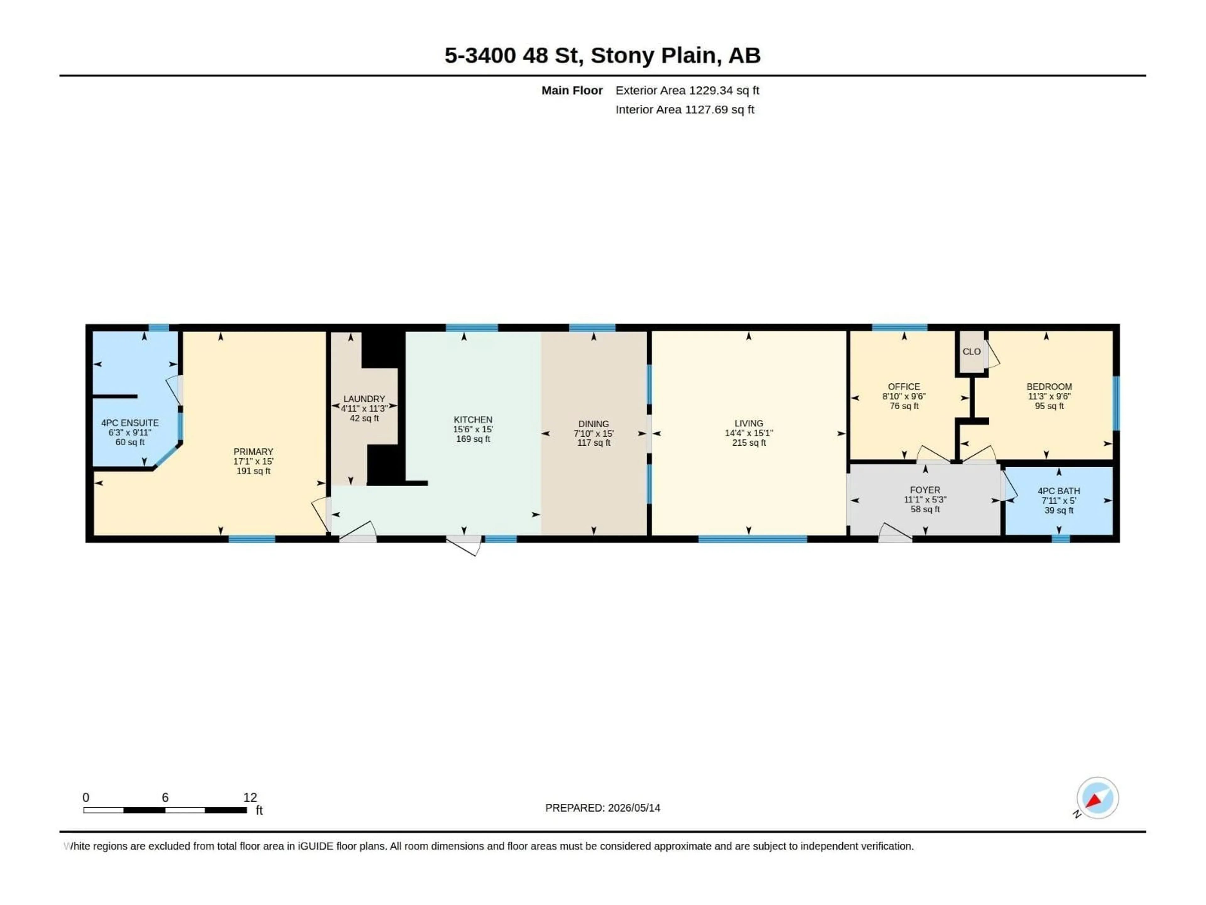 Floor plan for 5 - 3400 48 ST, Stony Plain Alberta T7Z1R9